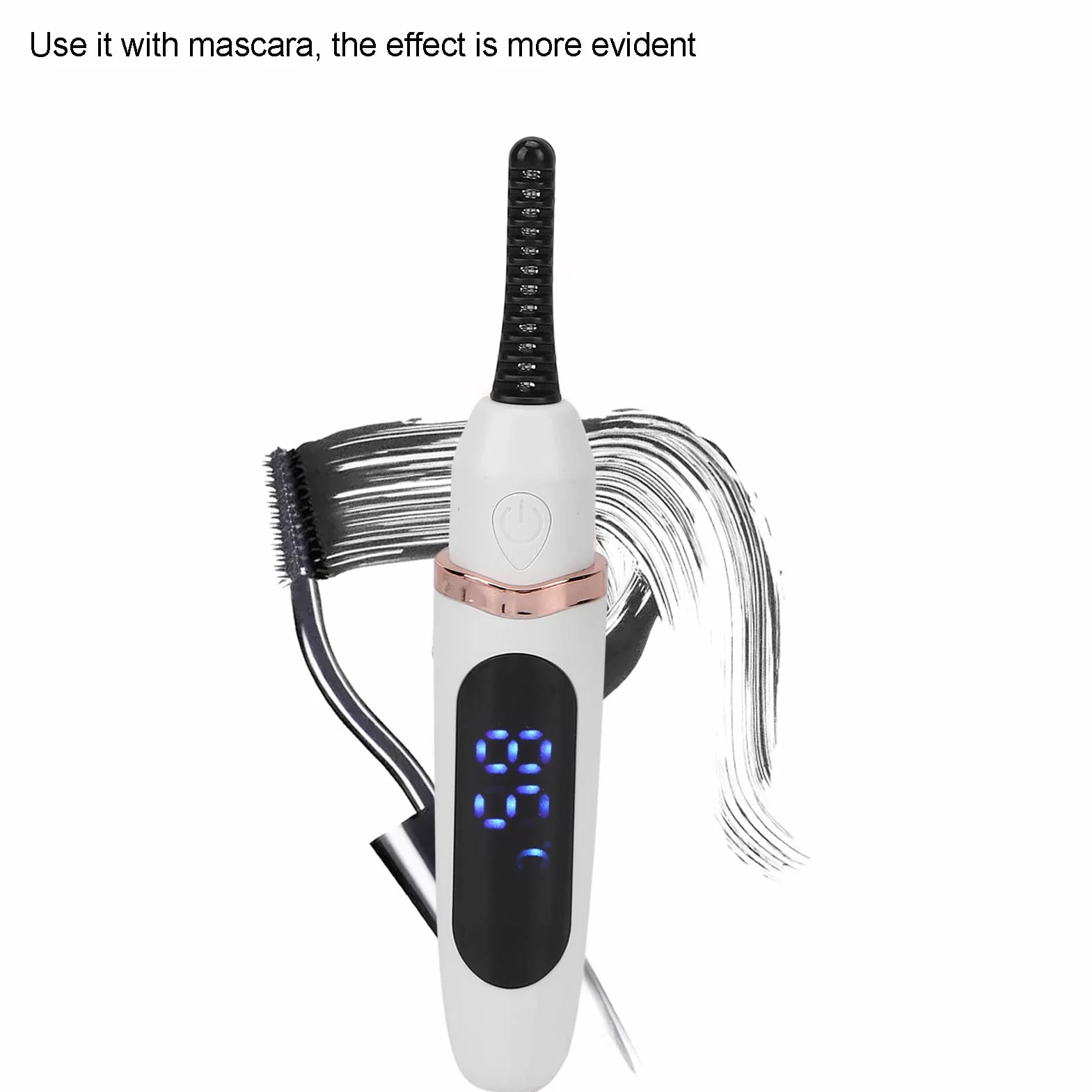 Podgrzewana zalotka, ręczny elektryczny zalotka USB ładowanie inteligentna kontrola temperatury ogrzewanie elektryczne zalotki dla dziewcząt kobiet (biały)