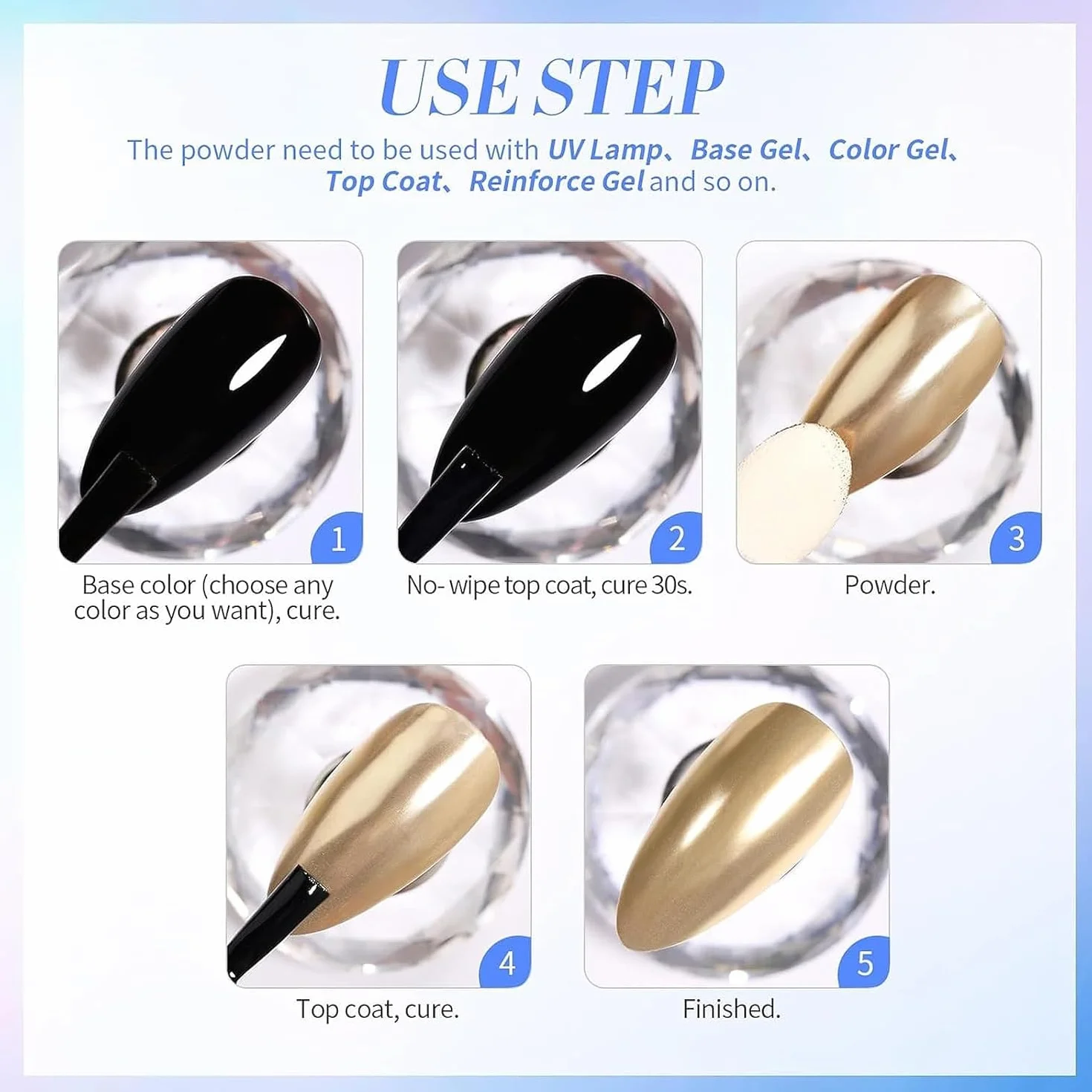 Chrome Nail Powder lustrzany holograficzny brokat metaliczny chrom puder do manicure DIY (10)