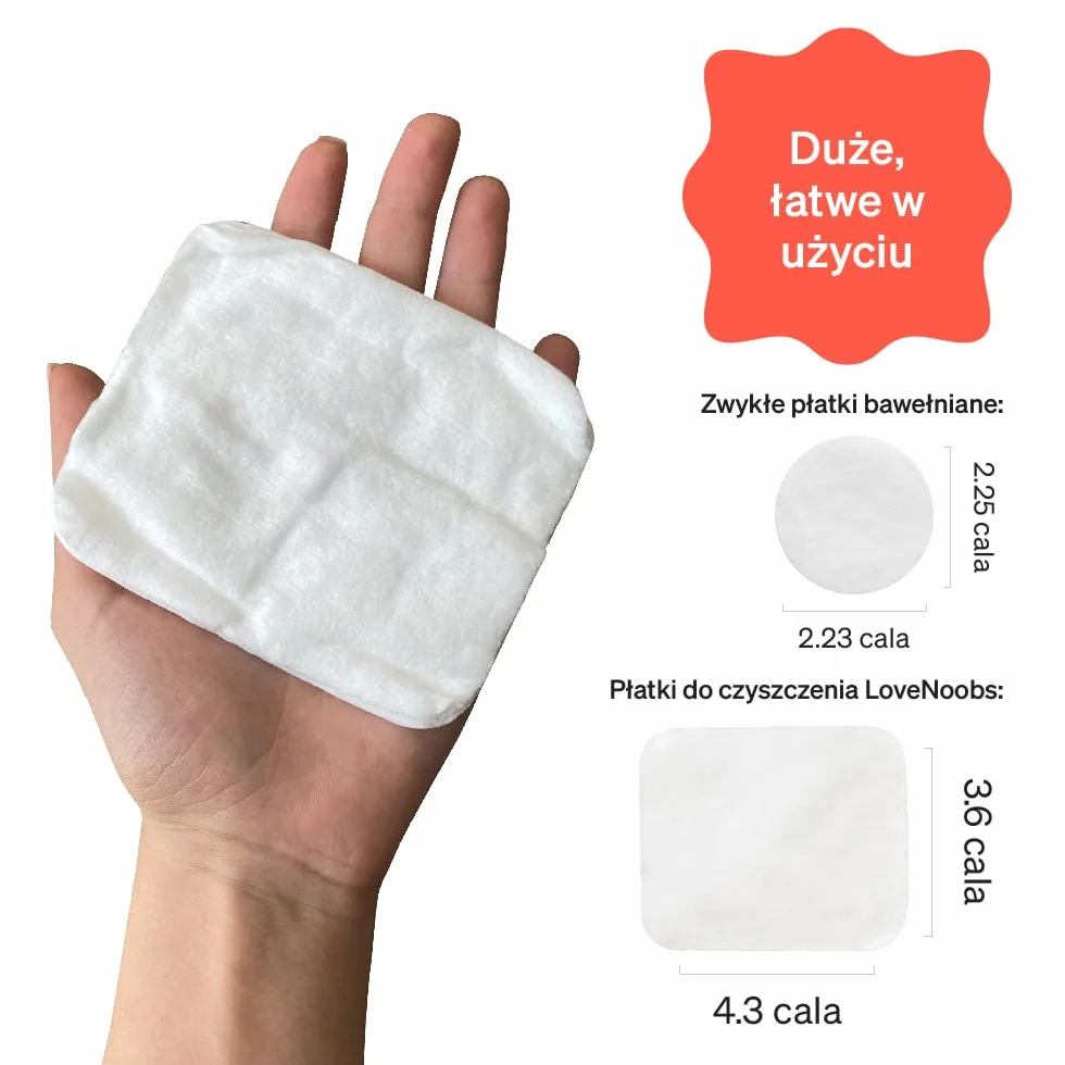 Baby Cotton Pads by Love Noobs - Large Cotton Squares for Sensitive Skin - Disposable Cleansing Wipes - Organic Pads, Pack of 60