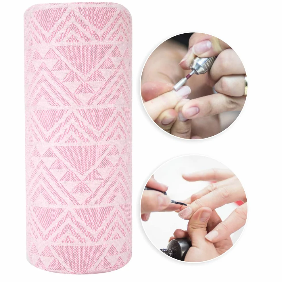 Poduszka do zdobienia paznokci Kussen, miękka półkole manicure, uchwyt na podłokietnik, różowy