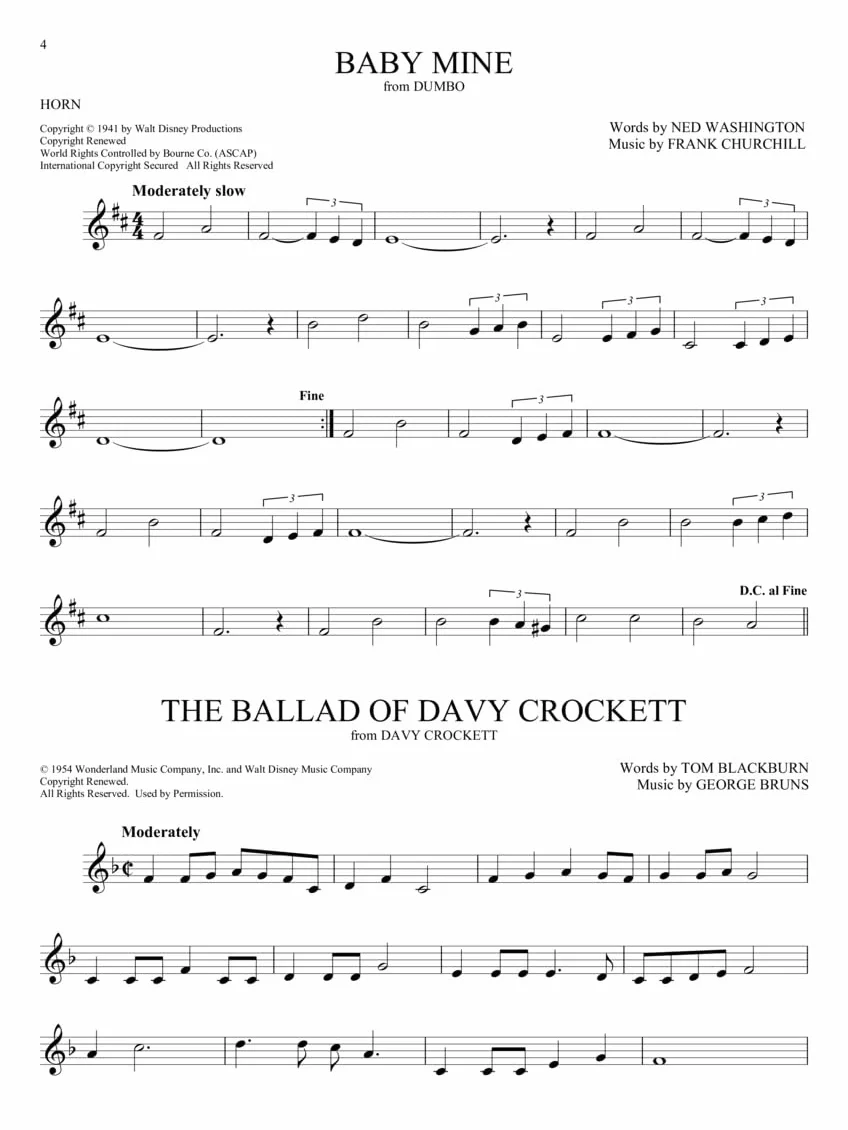 101 disney songs for horn - cor