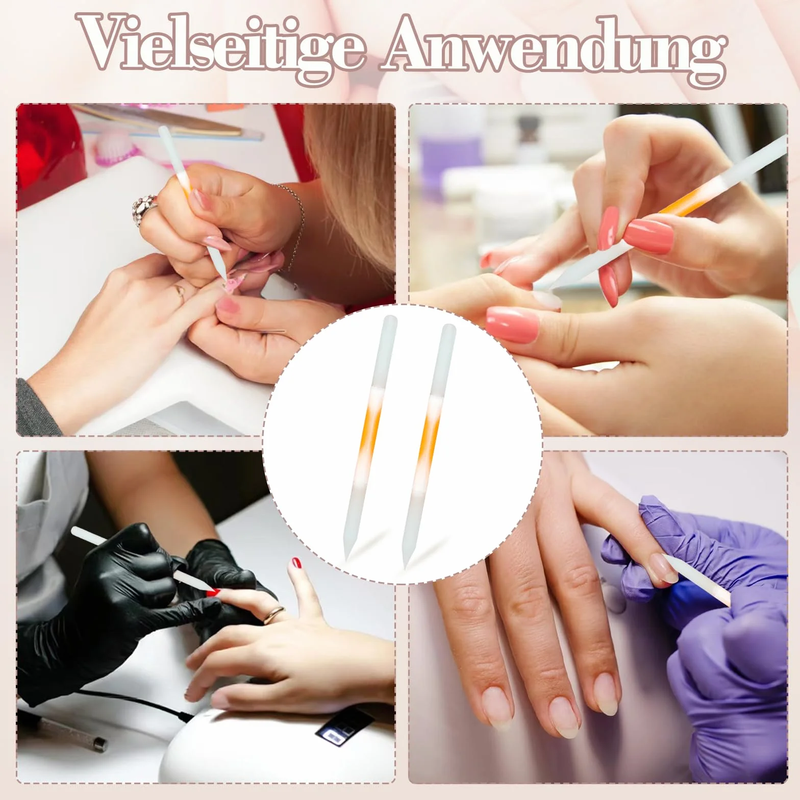 TNSLAND 2 sztuki łopatek do skórek ze szkła, patyczki do manicure z dwoma końcówkami, narzędzia do manicure premium ze szkła, pilnik do zrogowaciałego naskórka i suchej skóry, przyrząd do formowania