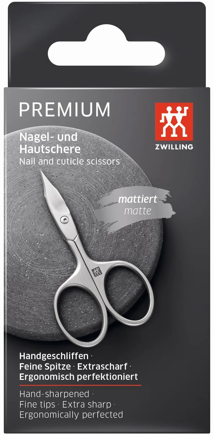 ZWILLING Kombinowane nożyczki do paznokci (nożyczki do paznokci i skórek, zakrzywiona krawędź tnąca i cienka końcówka do precyzyjnego cięcia), premium, czarne, 90 mm