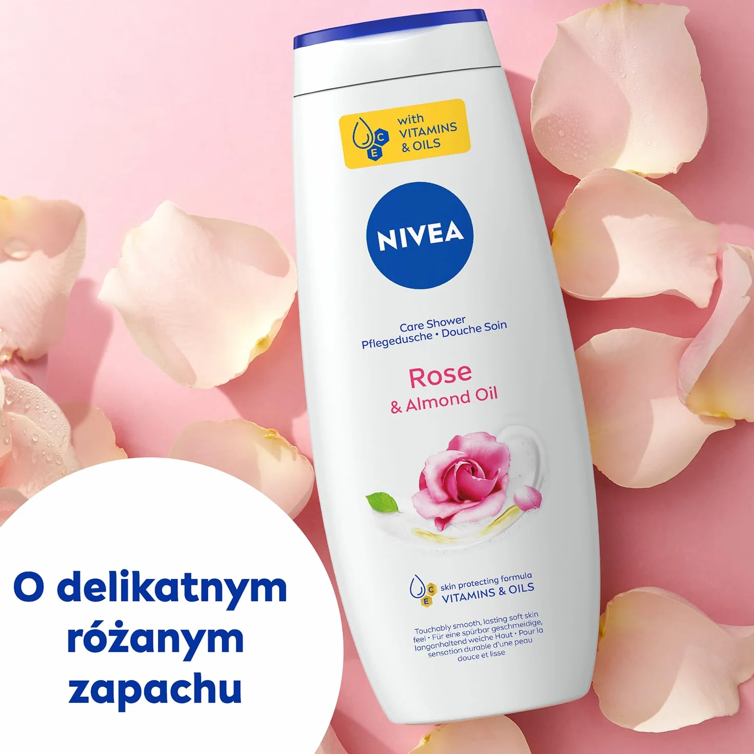 NIVEA Rose & Almond Oli Pielęgnujący żel pod prysznic do ciała z olejkiem 500 ml