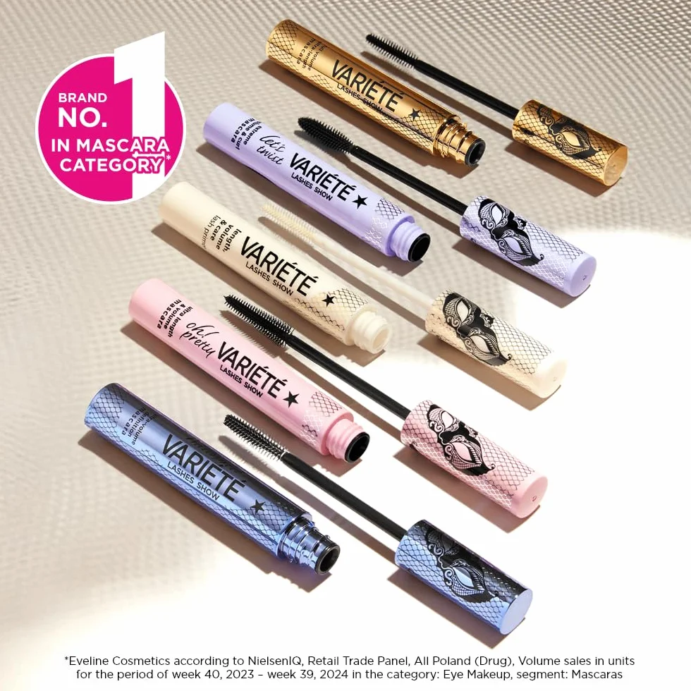 Eveline Cosmetics Variété Lashes Show długotrwały tusz do rzęs zwiększający objętość 10ml Czarny