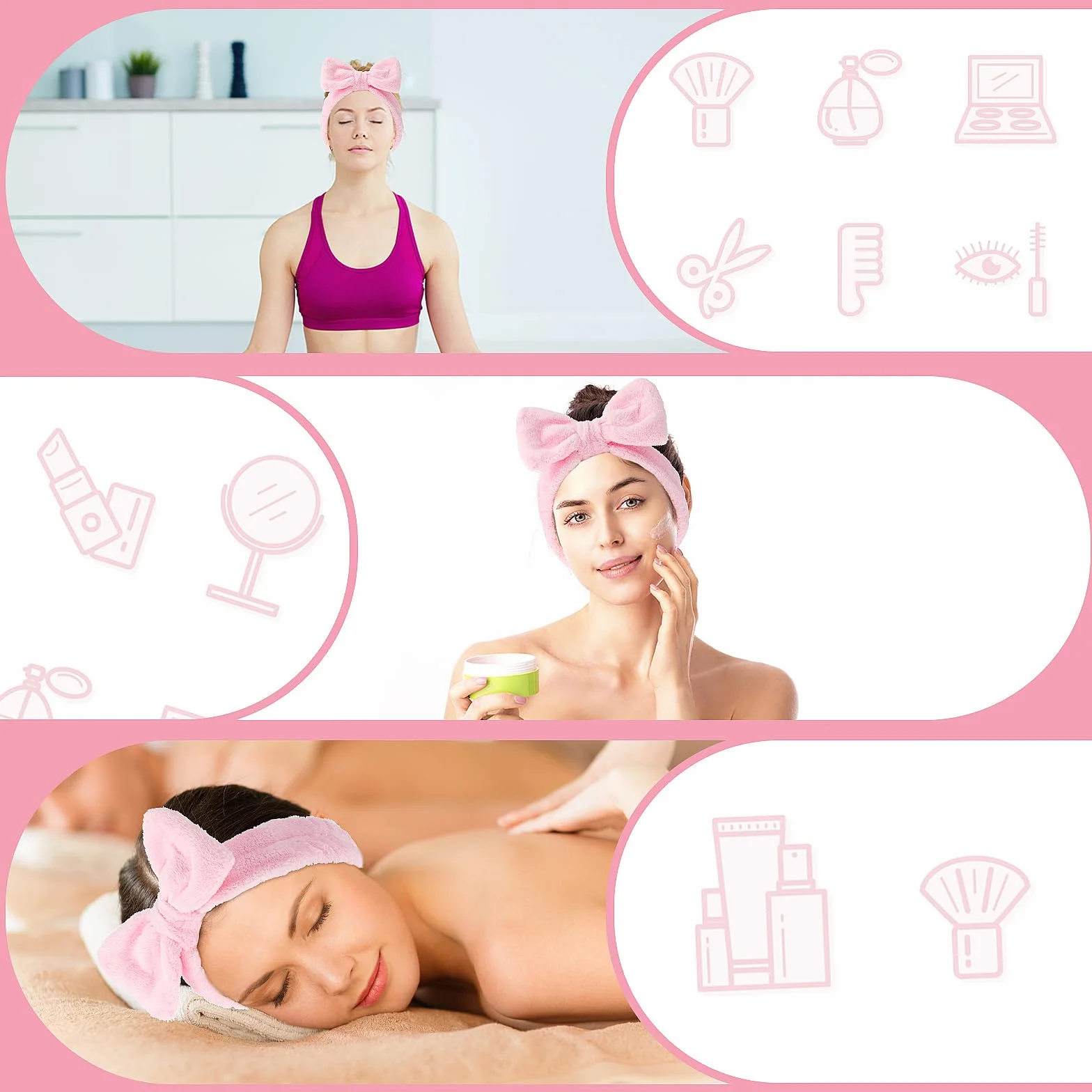 Opaska do spa do mycia twarzy - opaski do makijażu chłonne kokardka opaska na głowę do mycia twarzy, miękki koralowy polar pielęgnacja twarzy opaska na głowę elastyczna opaska na włosy opaska do mycia