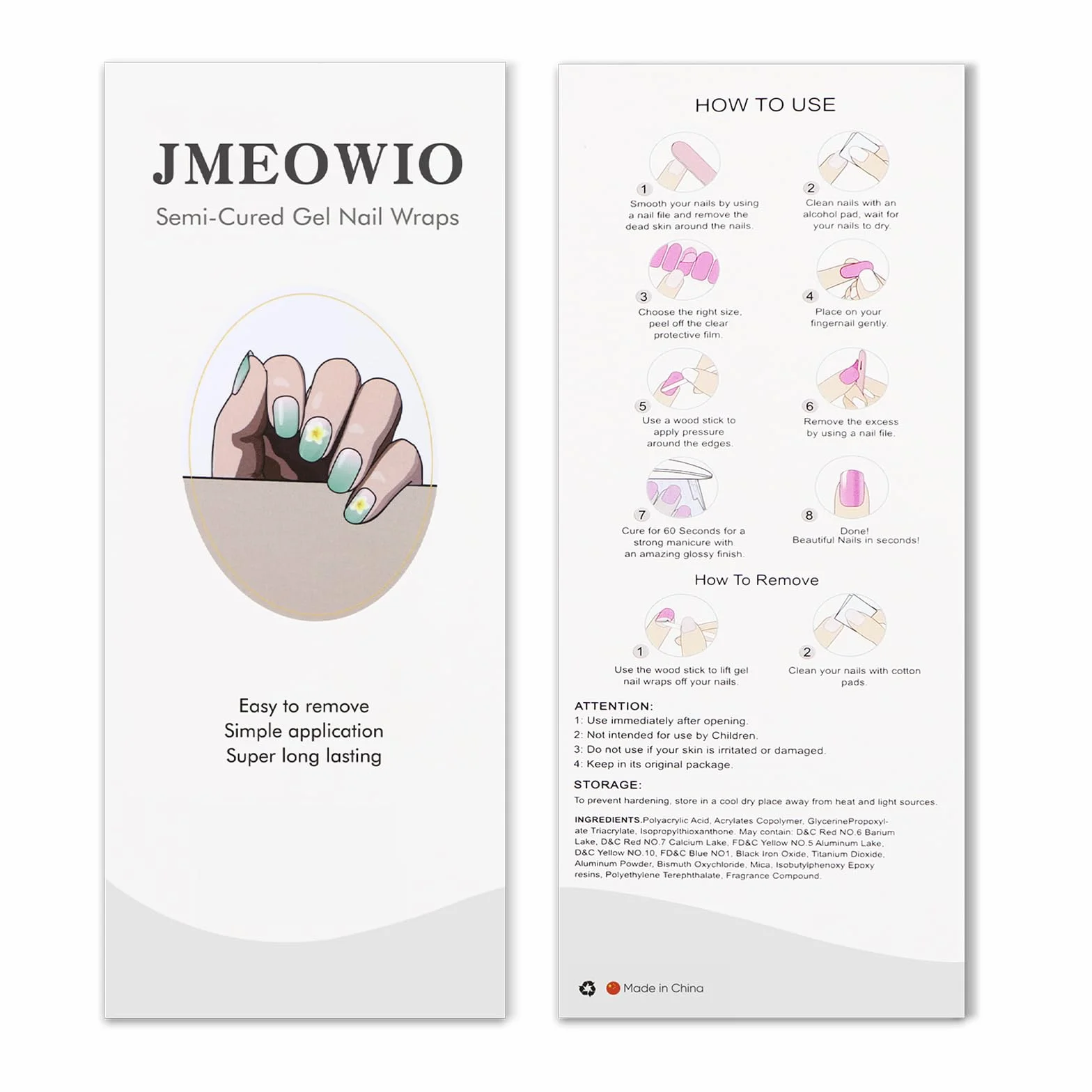 JMEOWIO Naklejka na paznokcie żel UV gradient kwiatowy żel do paznokci półutwardzone naklejki do paznokci dekoracja paznokci manicure