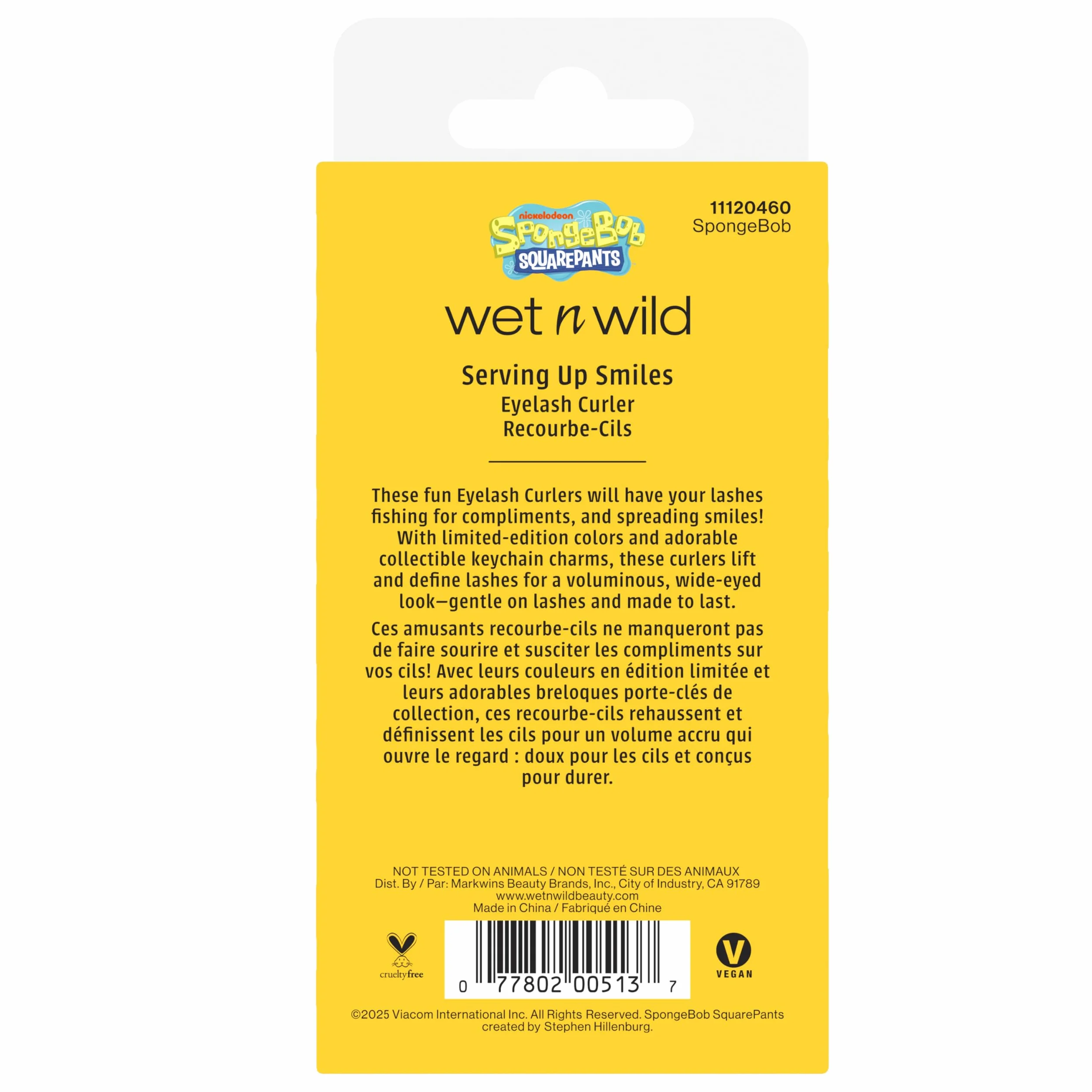 Wet n Wild Spongebob Eyelash Curler, Podkręcająca Zalotka do Rzęs z Silikonową Nakładką
