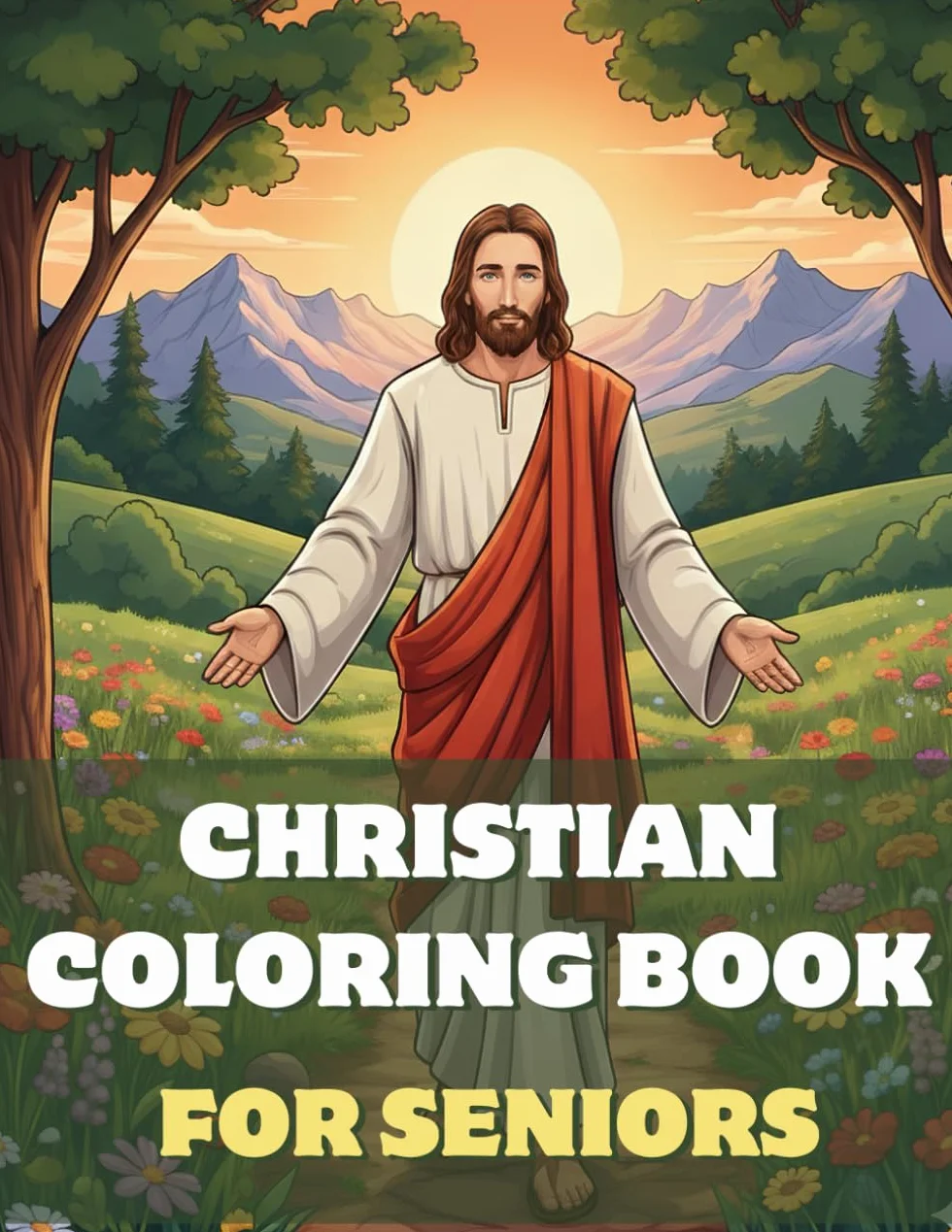 Christian Coloring Book for Seniors: Large Print | Big, Easy Designs for Seniors, Grandma & Grandpa | Bible Scenes and Christian Themes | Relaxation, ... | A Calming Activity to Improve Focus