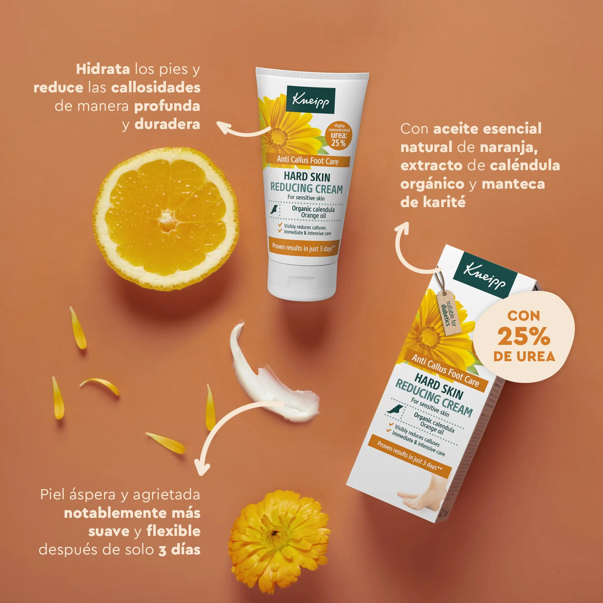 Kneipp Krem przeciw odciskom, 50 ml, dla diabetyków, z nagietkiem i aromatem pomarańczy