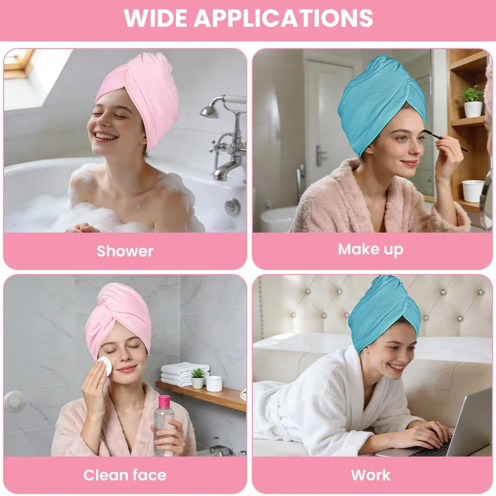 Ręcznik do włosów z mikrofibry, skręcany turban, szybko schnący, super chłonny
