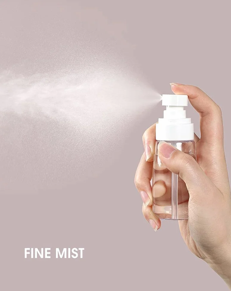 Butelka z rozpylaczem, 6 szt., 30 ml, cienka mgiełka, pusta butelka podróżna, przenośne pojemniki na płyny, atomizer do kosmetyków, makijażu, włosów, perfum (różowy, przezroczysty, niebieski)