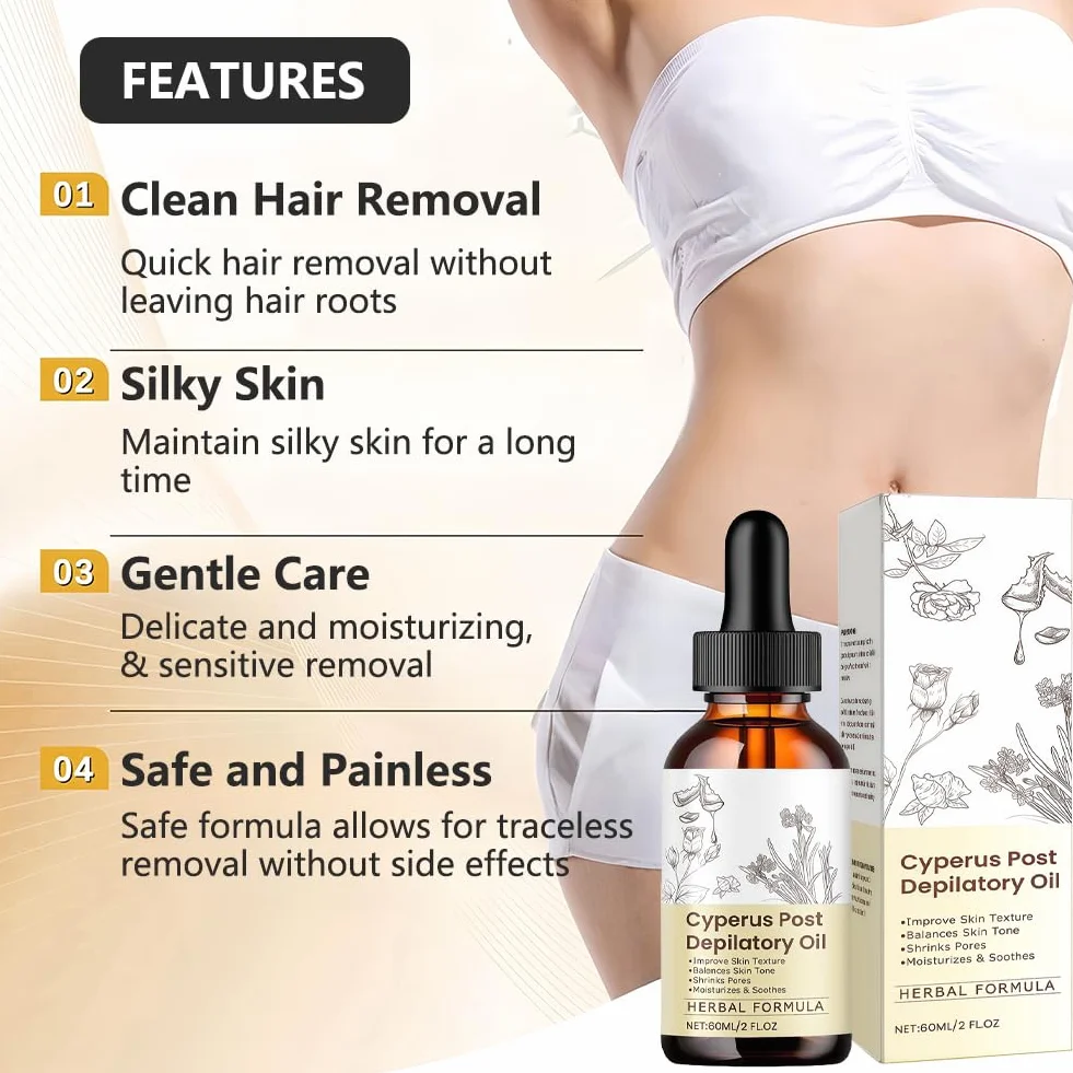 Flintronic Cyperus Rotundus Oil 60 ml naturalny olejek do depilacji redukujący wzrost włosów