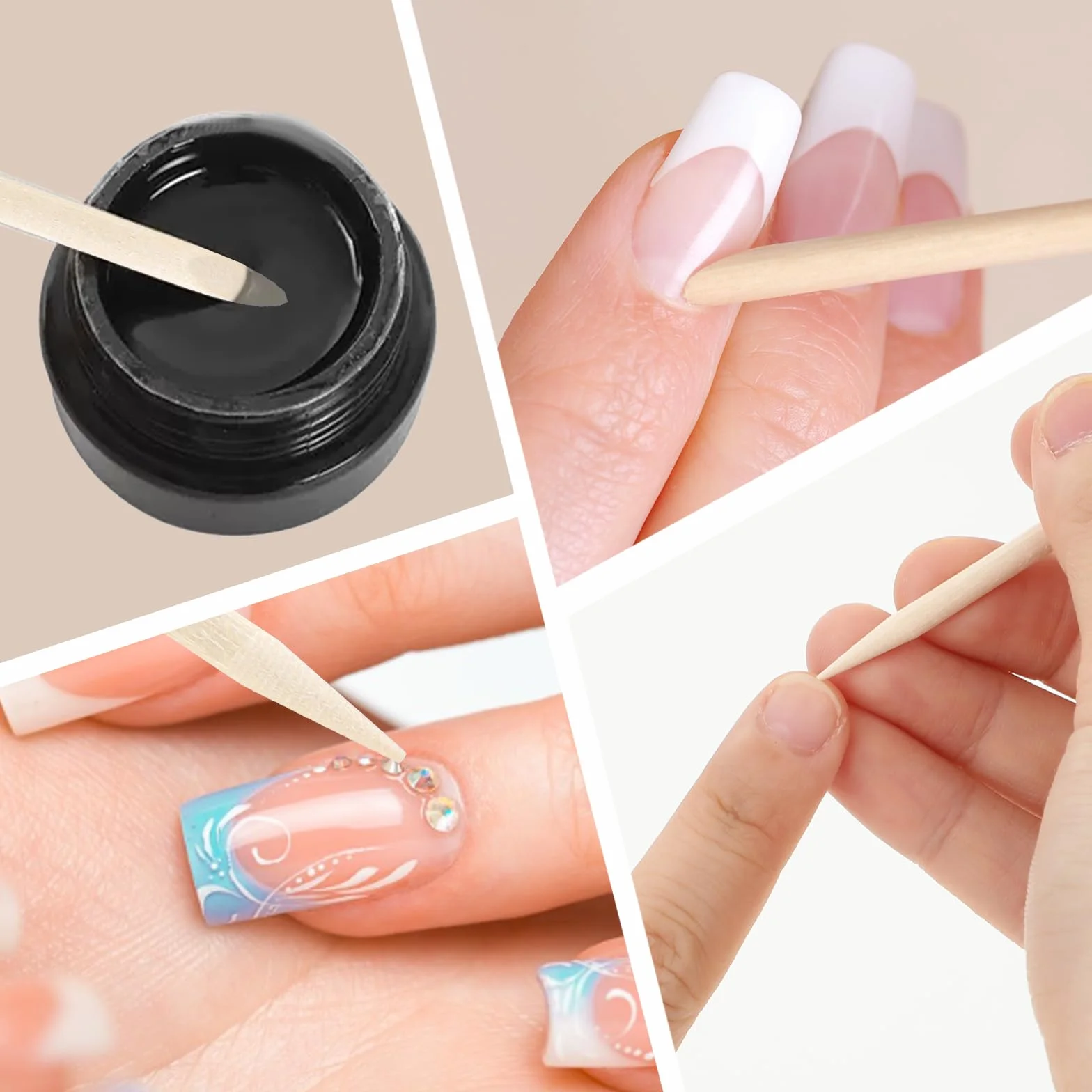 cobee 200 szt. pomarańczowych patyczków do paznokci, 7,6 cm, wielofunkcyjne, do skórek, szlifowania, manicure, pedicure, narzędzie do manicure i pedicure