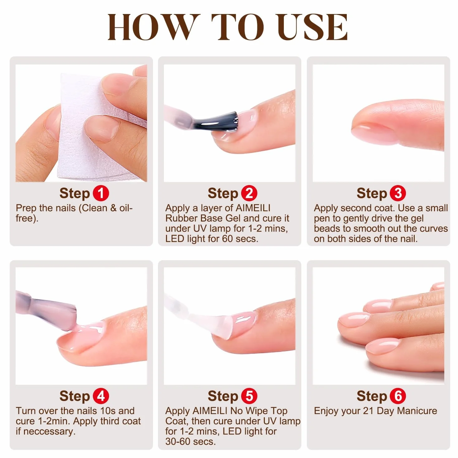 AIMEILI Rubber Base 8 ml żel samowygładzający pod paznokcie Strengthener Rhinestone Glue 5 IN 1