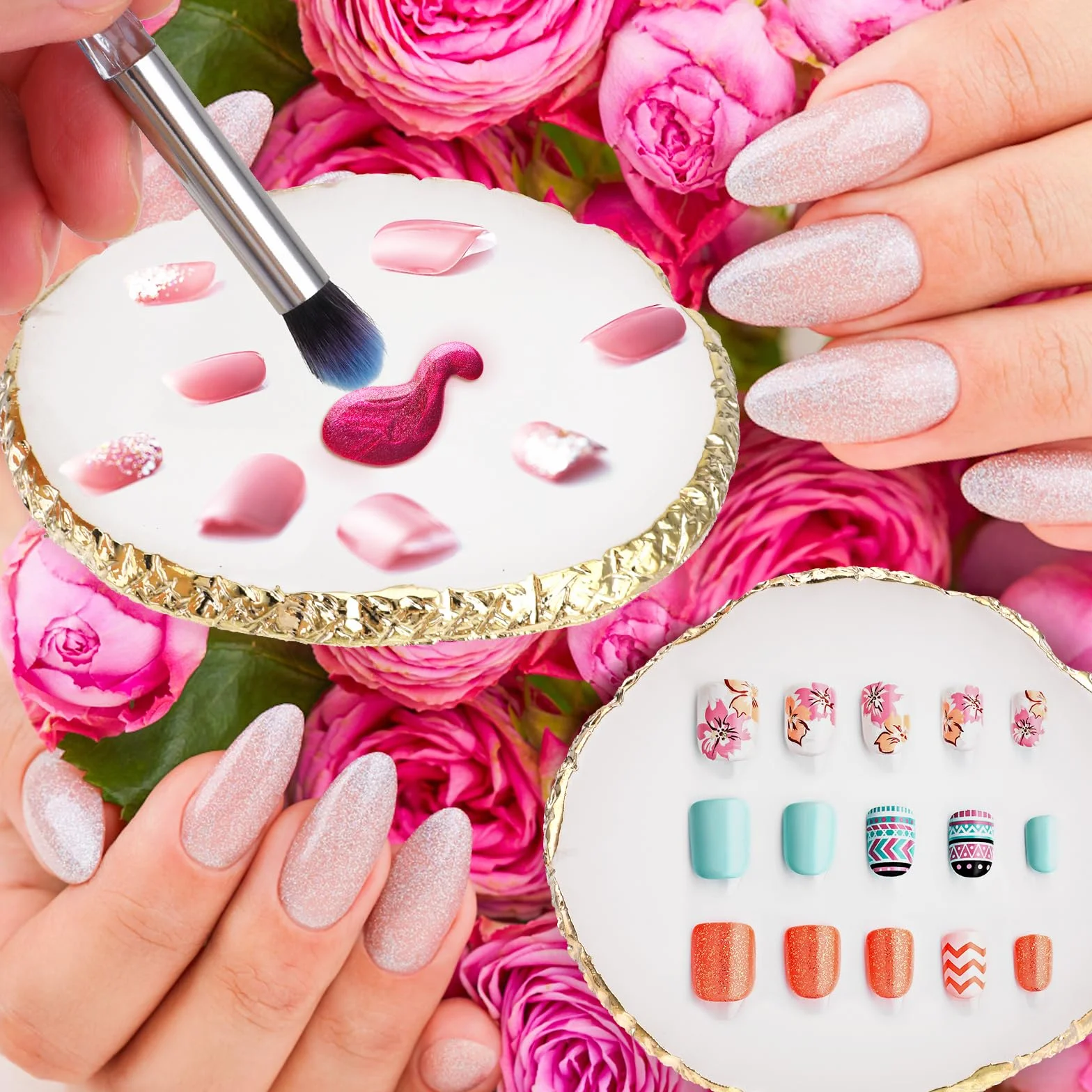 Ouligay Paleta do manicure z żywicy syntetycznej zestaw do malowania paznokci biała
