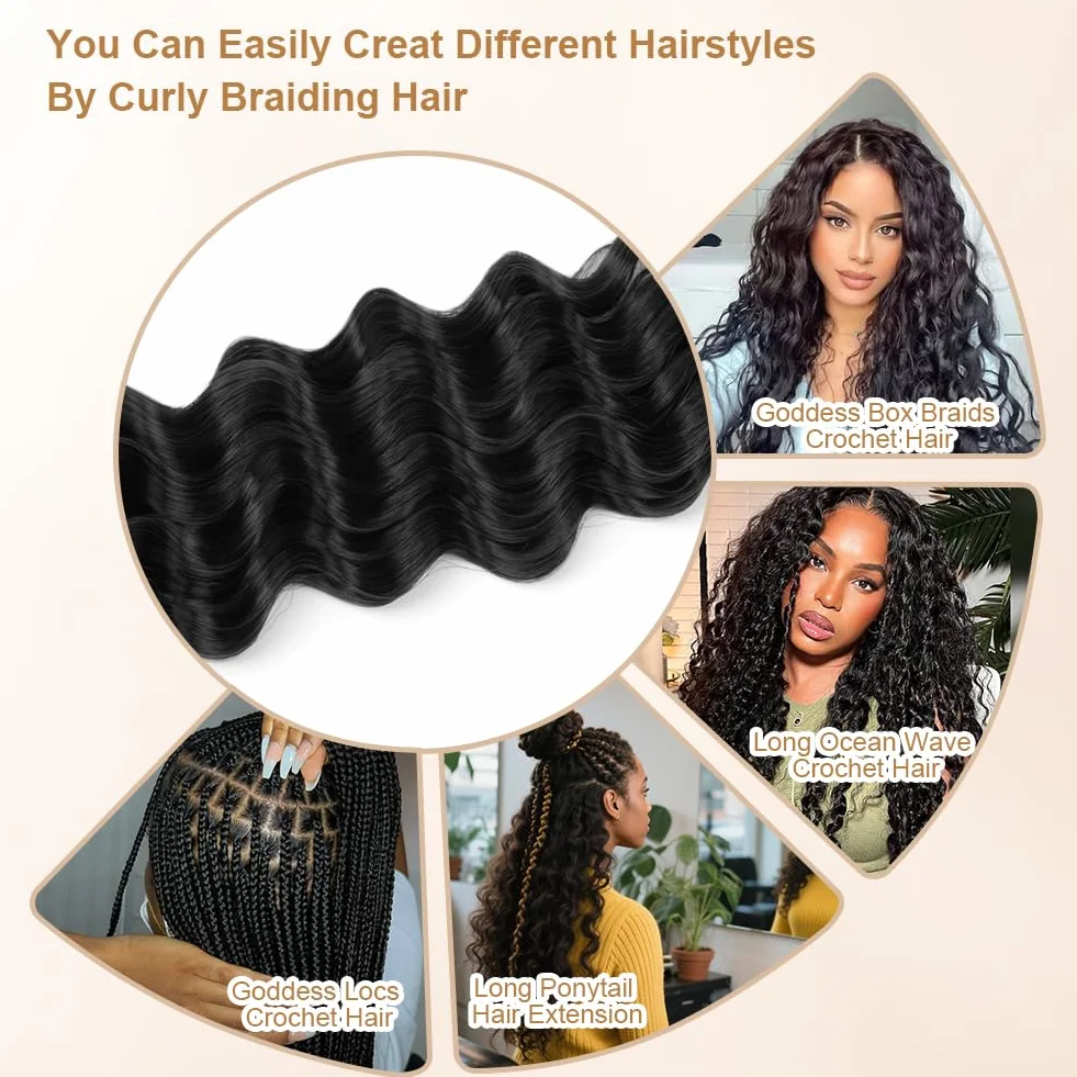 Aomig Brazylijska klamra Deep Twist Ocean Wave Braiding Extension syntetyczne warkocze afrykańskie kręcone