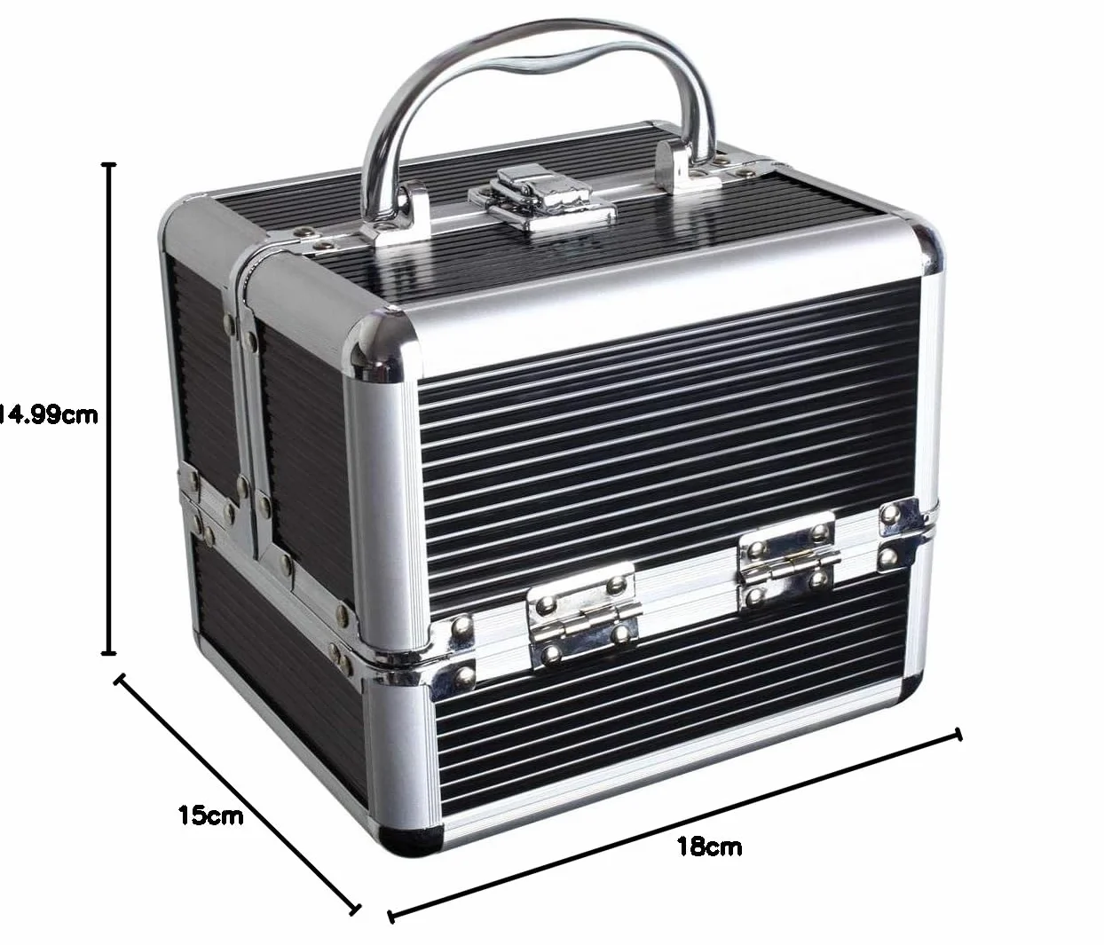 iGadgitz Twarde Etui Vanity Beauty Case Pudełko do przechowywania makijażu 4 rozkładane tace czarny