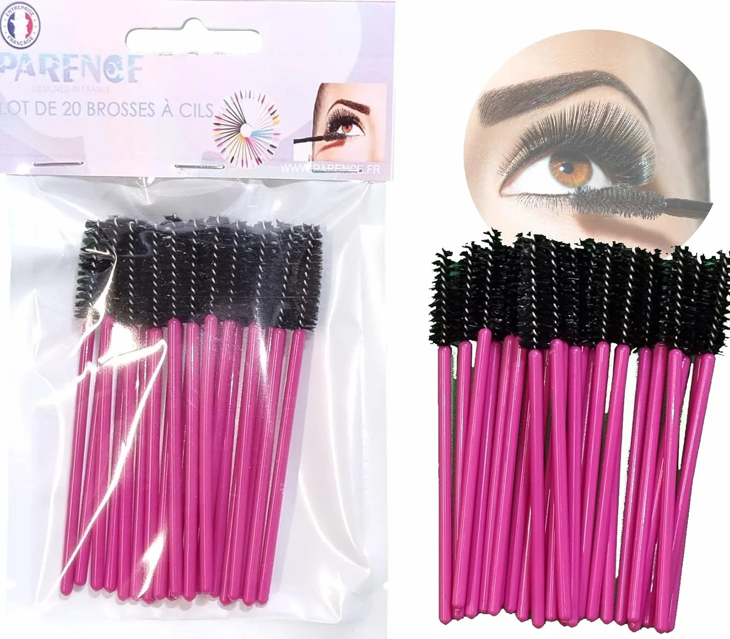 PARENCE.- Premium Silikonowe miękkie włókno Semi Herbruikbare en Wasbare Wimperborstel 20szt, desechable después de 5 usos, Wimperborstel, tusz do rzęs Make-up Tool Wenkbrauw Brush Applicator