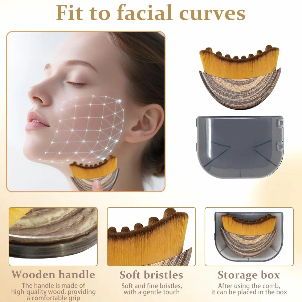 3 sztuki Limphatic Contour Face Brush do twarzy, do suchej twarzy, z 1 grzebieniem do masażu do drenażu limfatycznego, drenażu limfatycznego, twarzy, do brody i kształtowania szczęki
