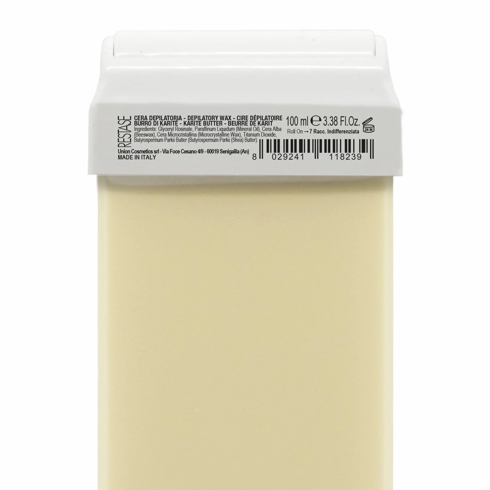 RESTASE Wosk do depilacji rozpuszczalny w tłuszczach, masło shea, suche skóry, 100 ml, wyprodukowano we Włoszech