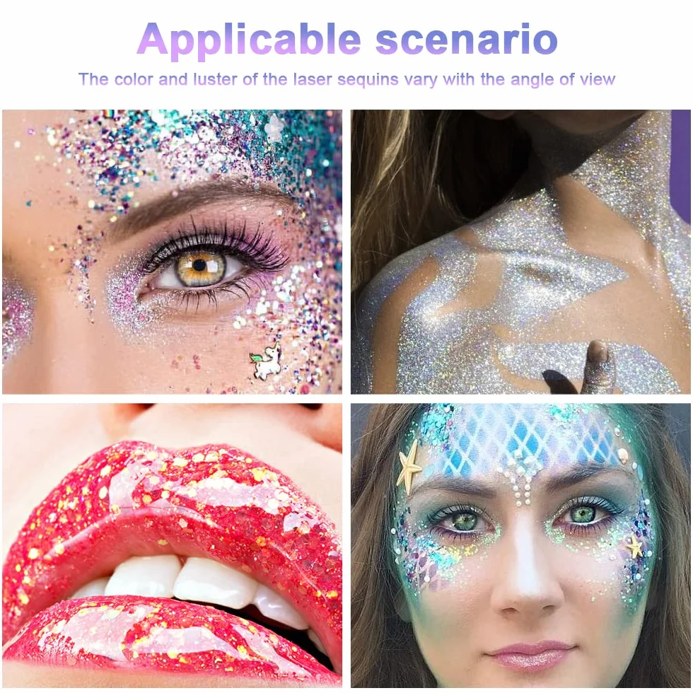 URAQT Żel brokatowy do ciała Chunky Glitter Gel Body Lotion brokatowy płynny cień do powiek cekiny syrenki