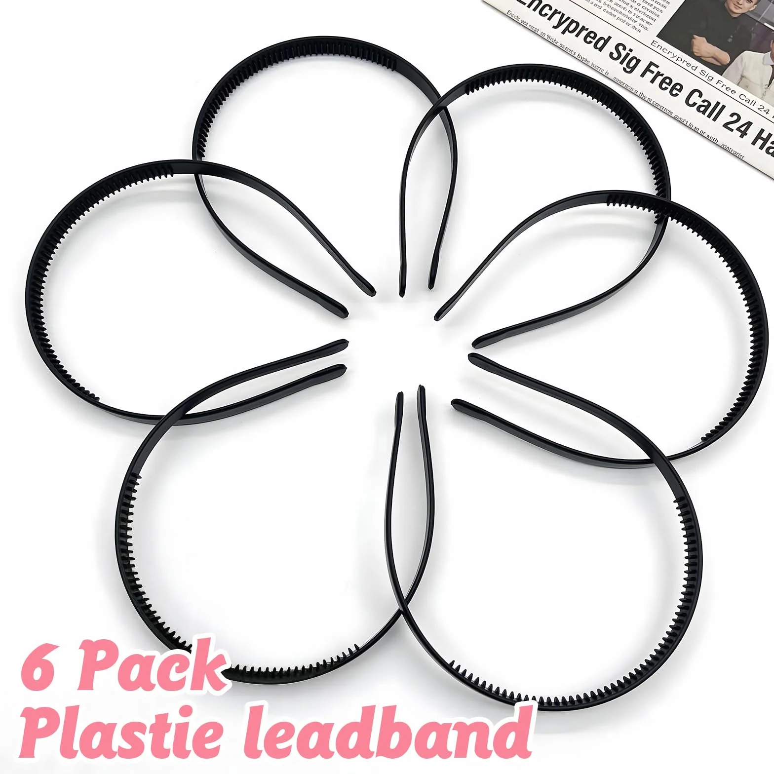 Czarne plastikowe opaski na głowę, cienkie, antypoślizgowe opaski do włosów z zębami, grzebień 8 mm, opaska na głowę, DIY, wąskie opaski na głowę dla kobiet, mężczyzn, sport, joga, Wielkanoc