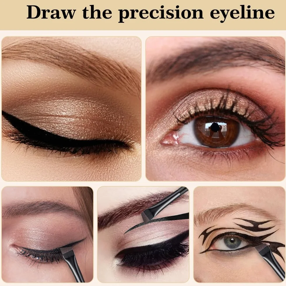 flintronic Zestaw pędzli do eyelinera, 5 szt. ultracienkich ukośnych pędzelków, płaski pędzel do brwi, precyzyjny pędzel do eyelinera, precyzyjne narzędzia do cieni do powiek do mieszania