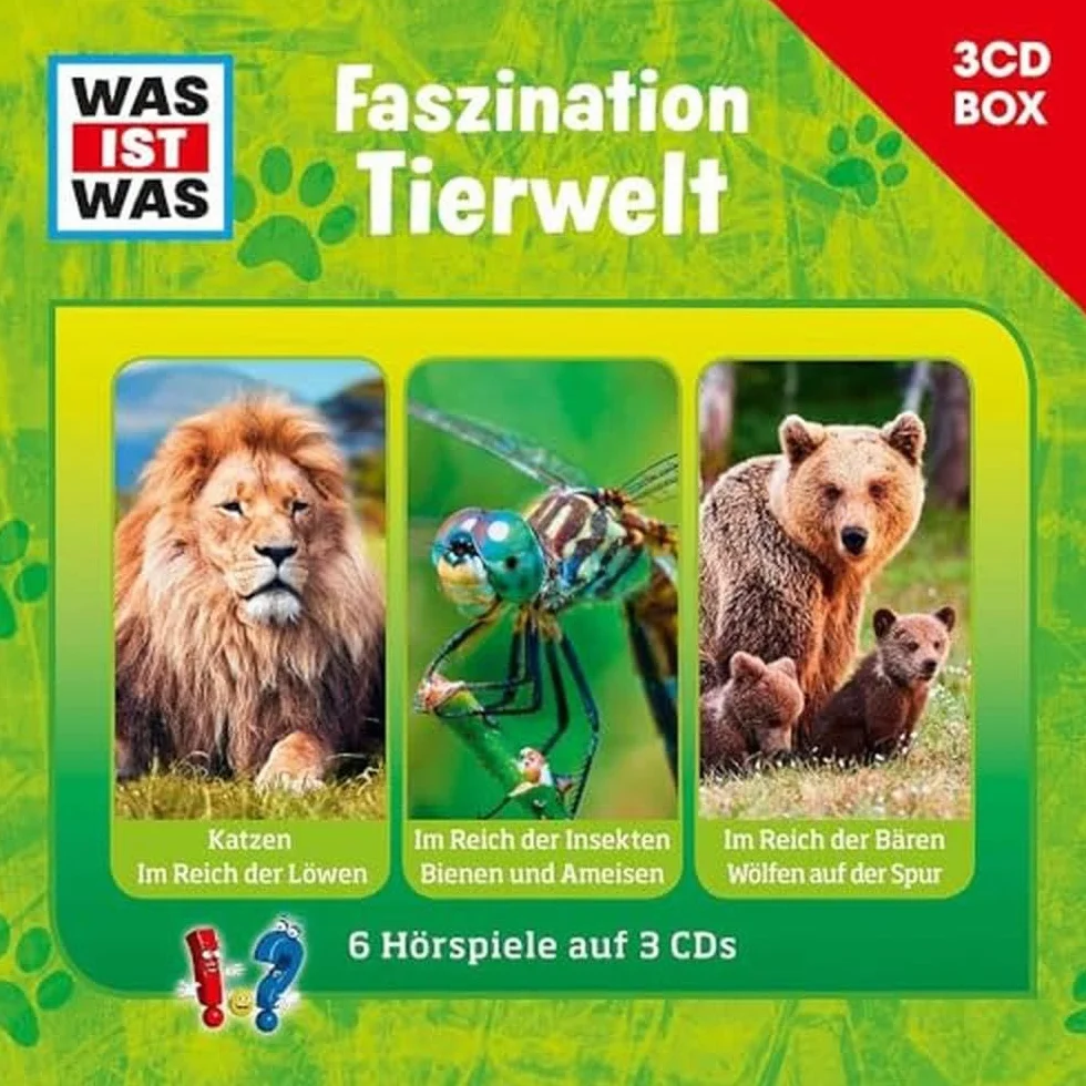 WAS IST WAS 3-CD-Hörspielbox Faszination Tierwelt: Katzen verstehen / Im Reich der Löwen, Im Reich der Insekten / Bienen und Ameisen, Im Reich der Bären / Wölfen auf der Spur
