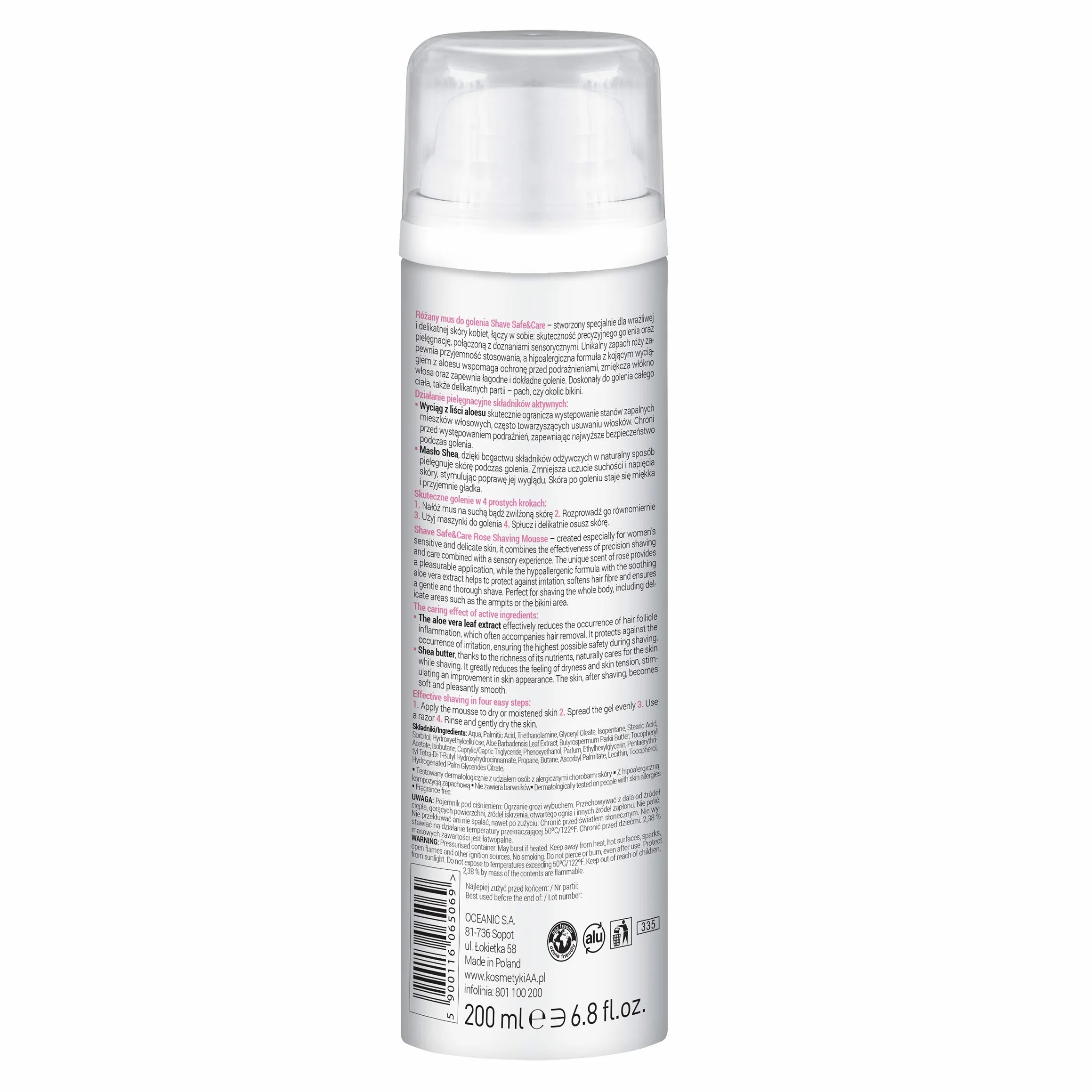 AA Shave Safe&Care mus do golenia Rose 250 ml