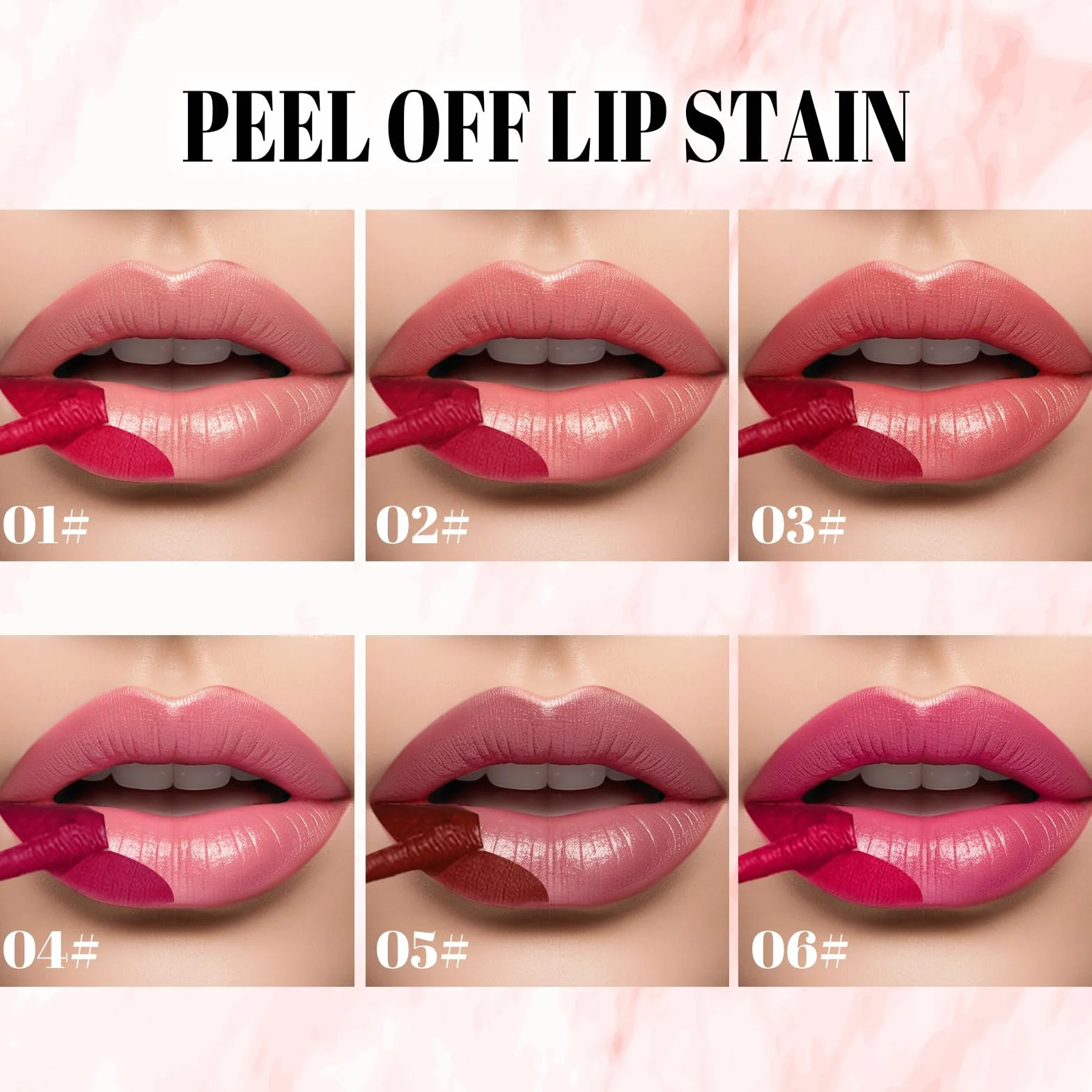 Prreal Peel off Lip Stain and Lip Liner, Tattoo Color Lip Tint, Long Wear, Waterproof Lip Tint Stain with Tweezers, Lip Stain Peel off with Matte Finish Lip Makeup (05 Rose)