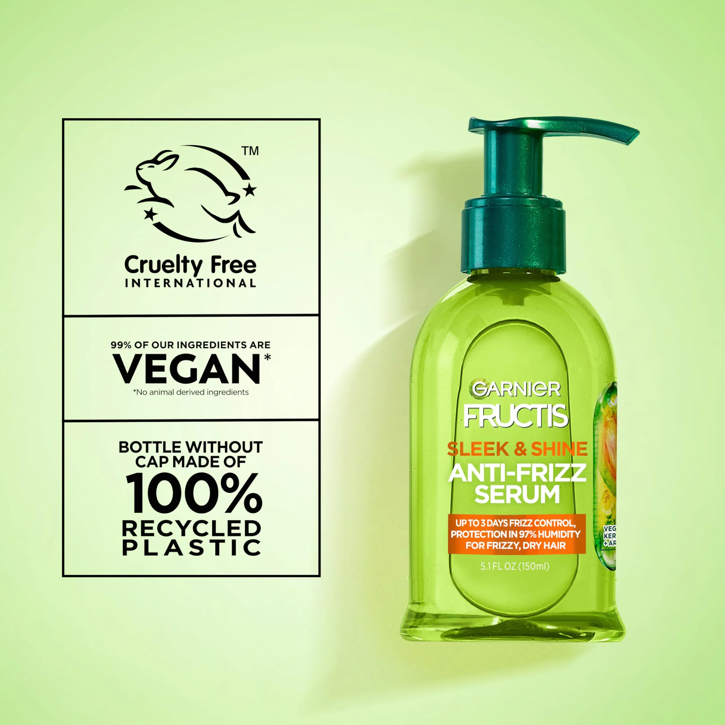 Garnier Pielęgnacja włosów Fructis Sleek & Shine Serum przeciw puszeniu się, 5,1 uncji płynu