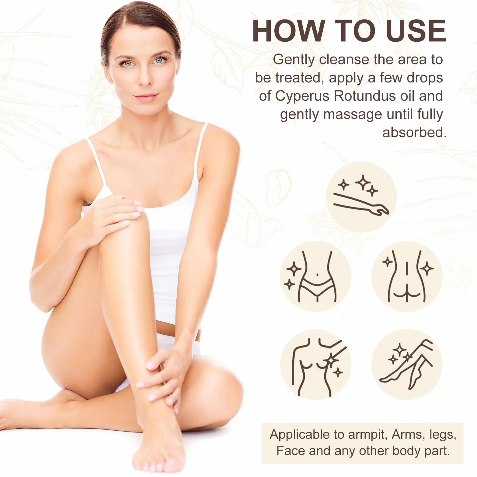 Olejek Cyperus Rotundus 100% czysty naturalny do usuwania włosów 60 ml