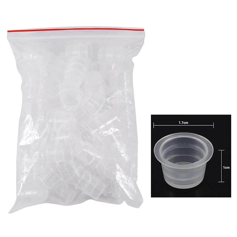 Kubek do tuszu do tatuażu 100 sztuk plastikowy pojemnik na pigment 0,8 cala * 0,5 cala