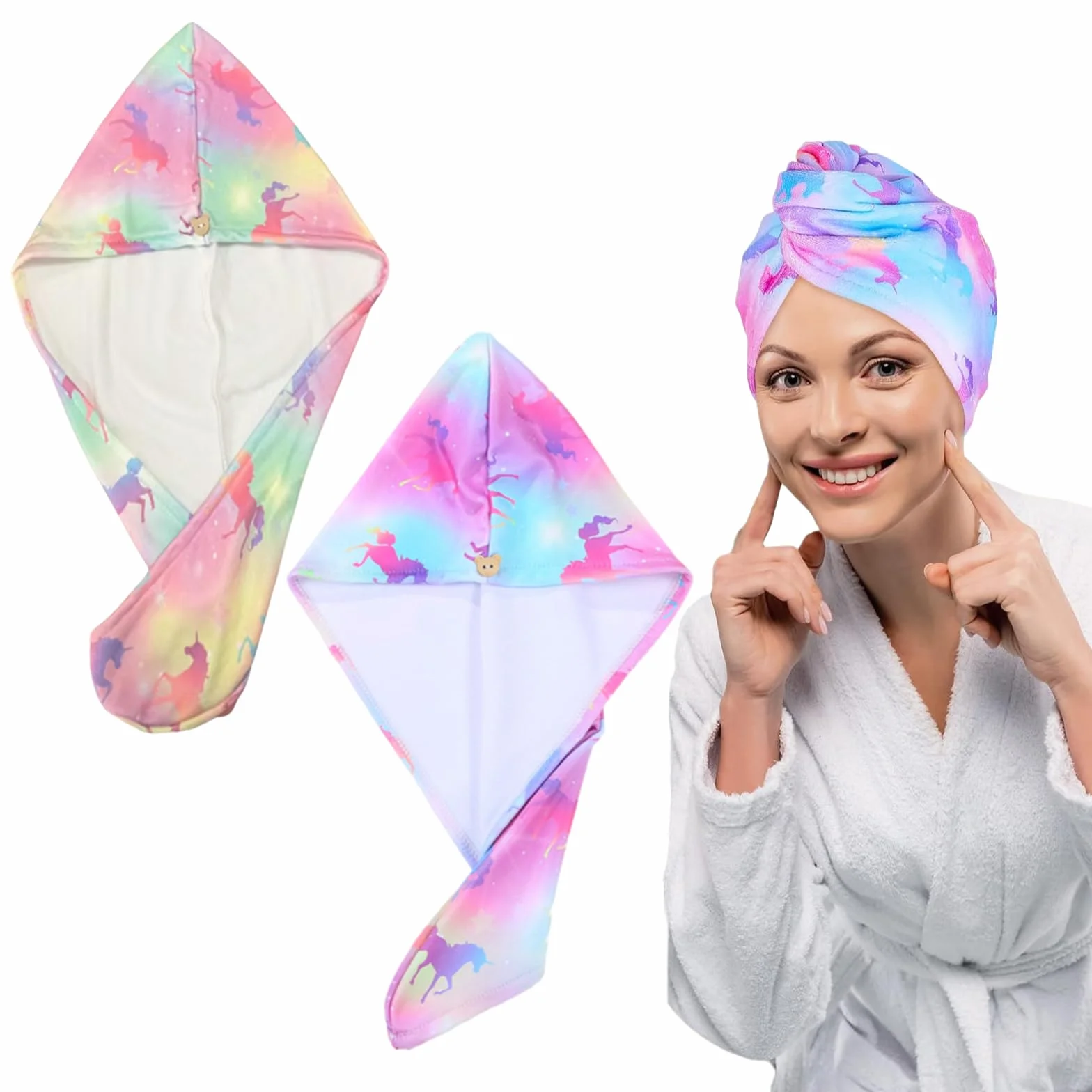 Ręcznik do suszenia włosów z mikrofibry dla kobiet, miękki ręcznik turban do włosów z mikrofibry, czepek do suszenia włosów z guzikami, chłonna suszarka do włosów, czepek do ploppingu, szybkoschnąca
