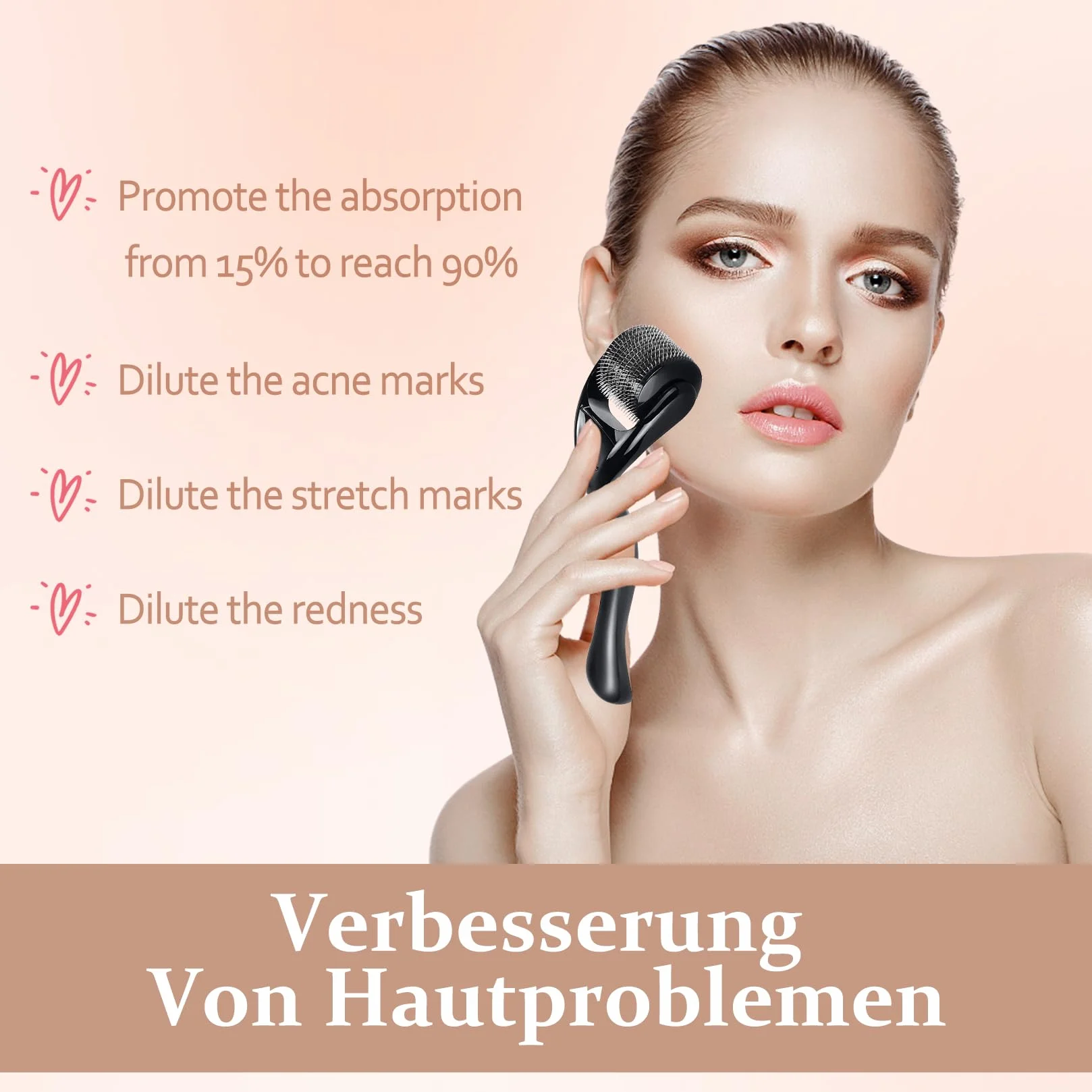 Wałek do blizn Wałek do brody Derma roller Wałek do mikroigieł z 540 igłami Do wzrostu brody Pielęgnacja skóry twarzy Anti-Aging Przeciwzmarszczkowe usuwanie blizn