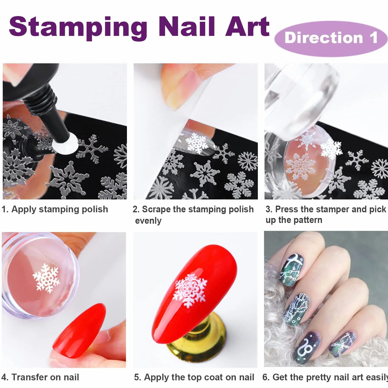 Zestaw stempli do zdobienia paznokci French Pointed Nail Stamp 3-częściowy