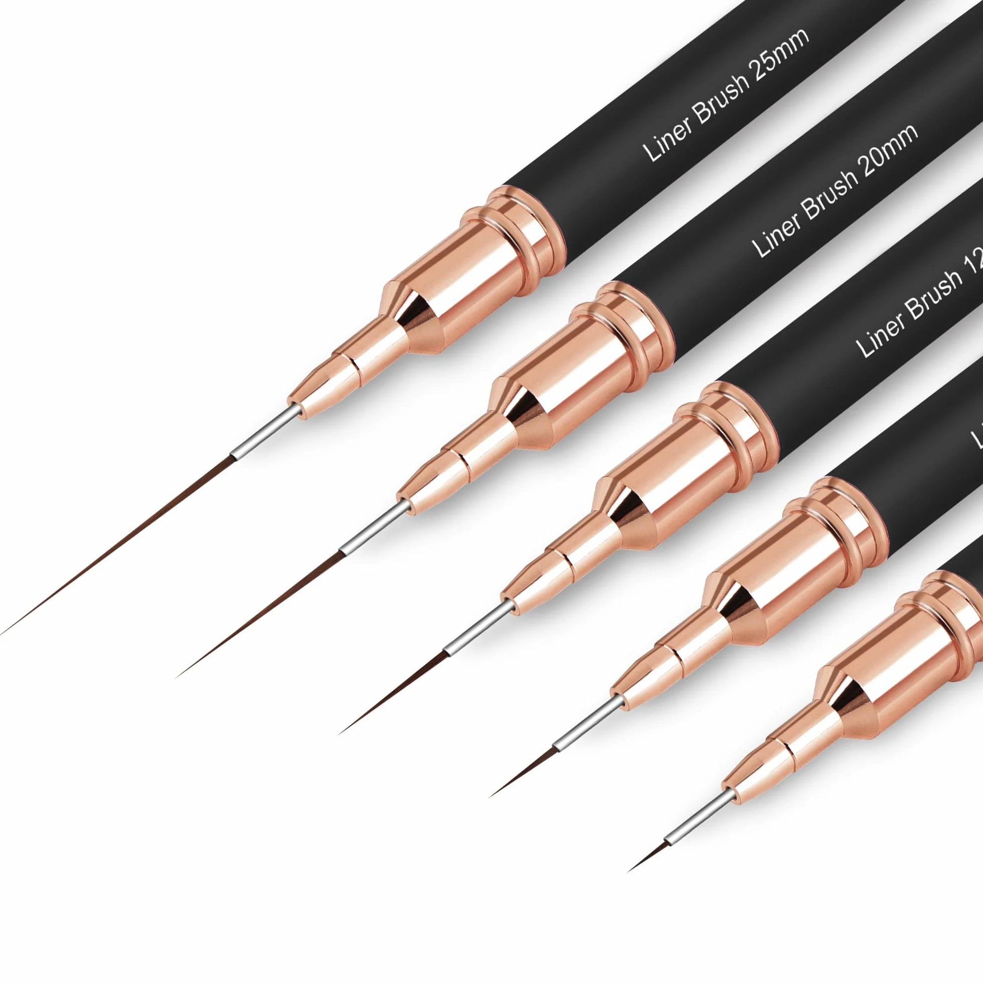 Pędzle do sztuki paznokci 5Pcs Nail Art Liner Zestaw do projektowania paznokci Czarny