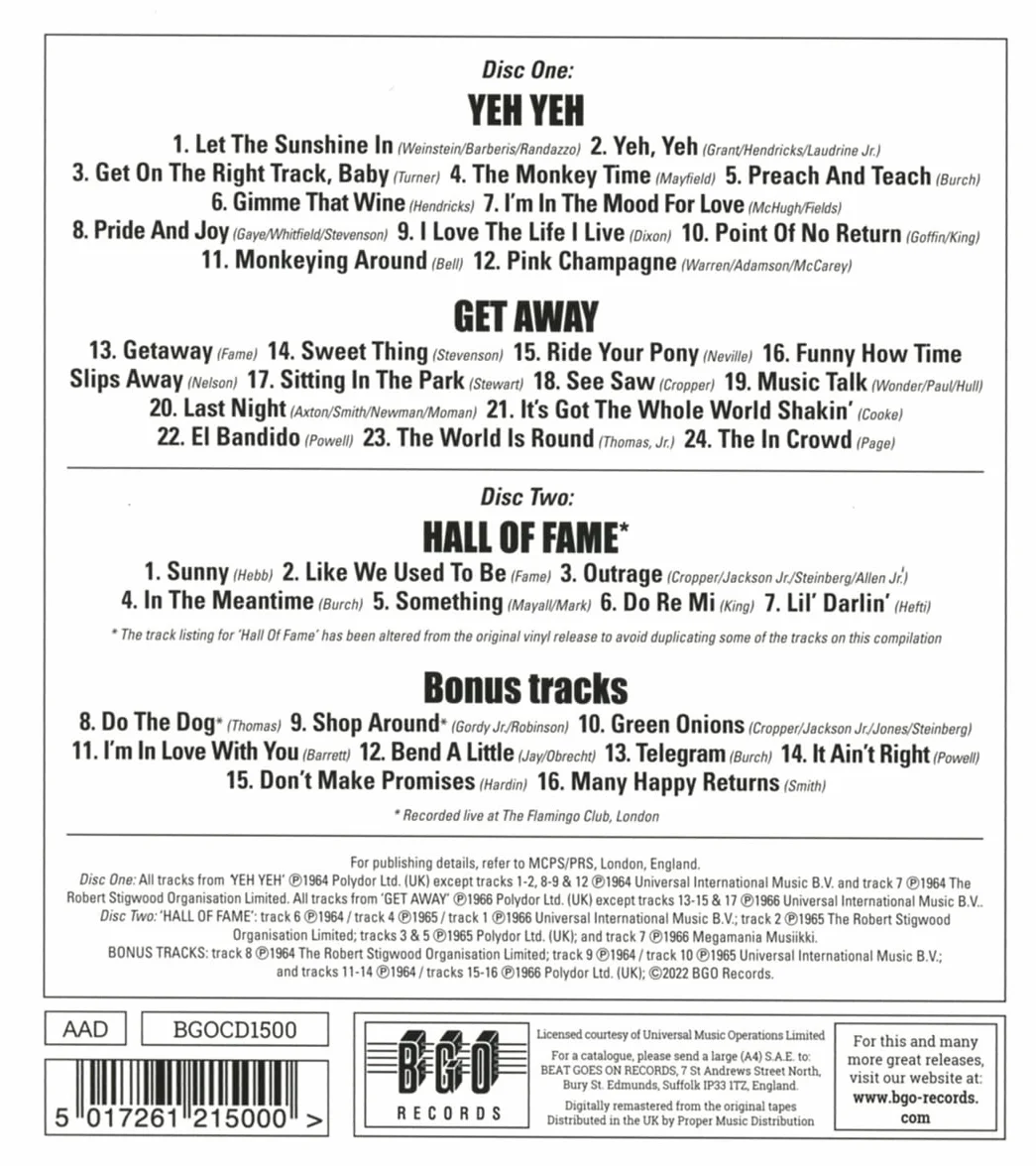 Yeh Yeh/Get Away/Hall Of Fame: Plus Bonus Tracks