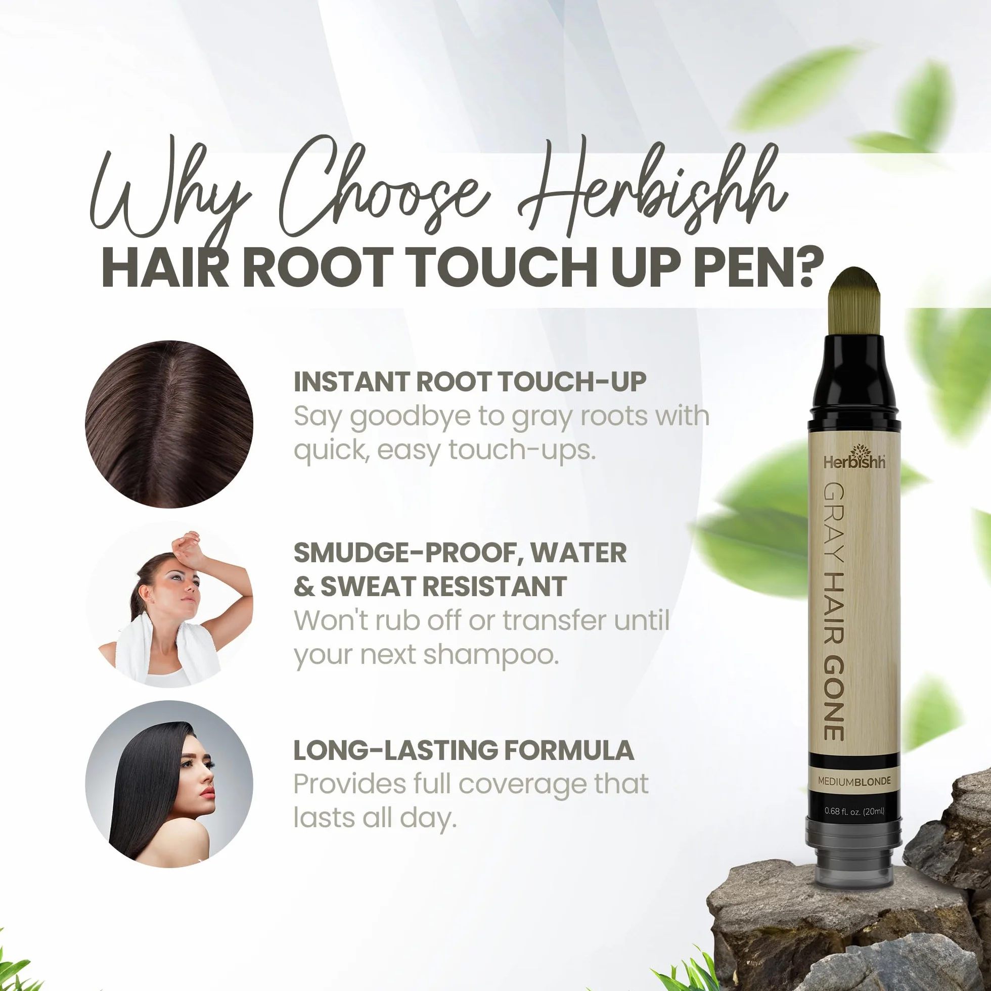 Herbishh Hair Root Touchup Pen korektor do cienkich włosów wodoodporny półpermanentny średni blond 0,68 fl