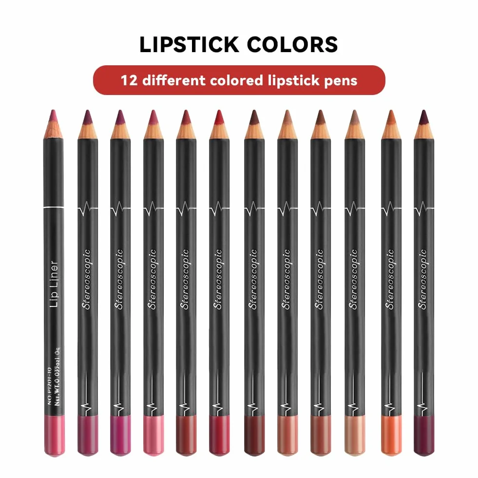 LOPHE Zestaw 12 sztuk konturówek do ust, wodoszczelny matowy lip liner, ołówek do ust nierozmazujący się