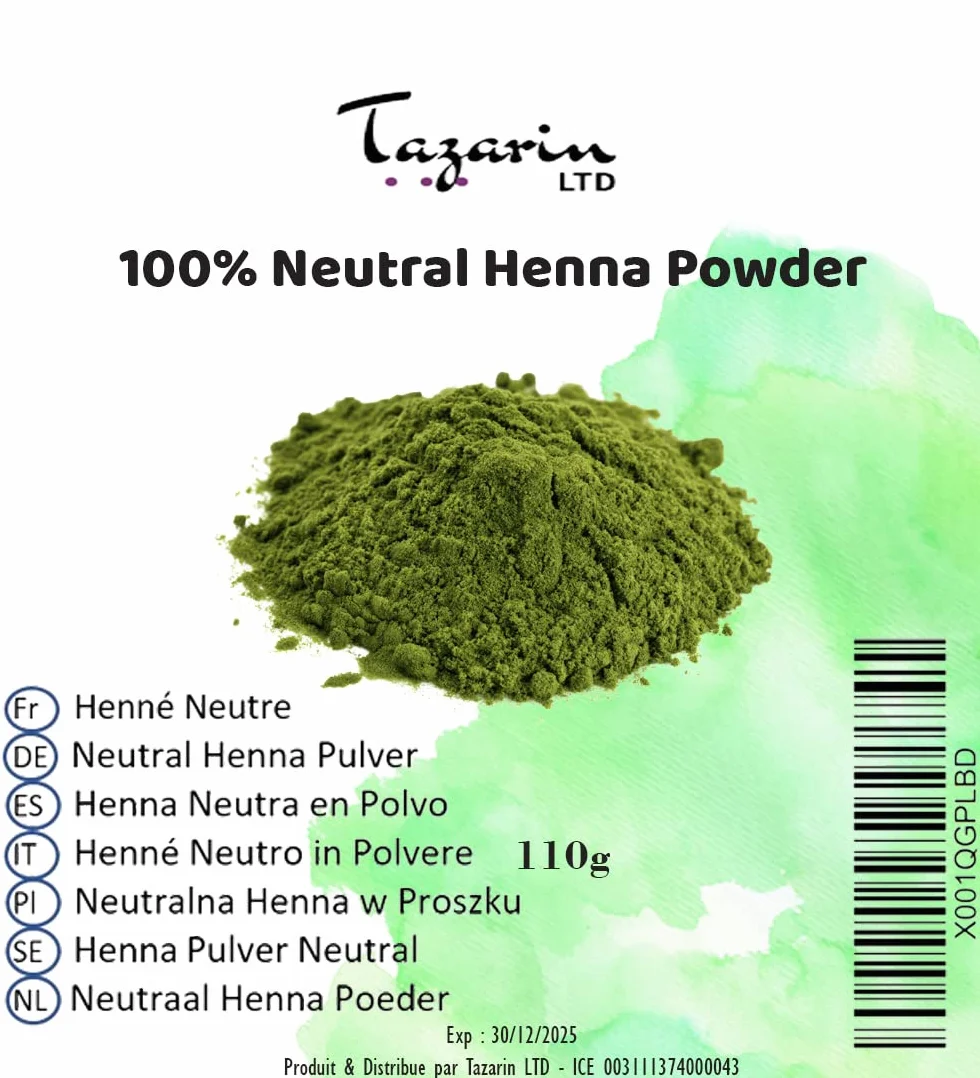 Neutralny proszek henny 110 g – neutralny henna do oczyszczania włosów, reguluje objętość – Cassia Obovata – drobny proszek, 100% naturalny, czysty i bez dodatków | Tazarin Ltd
