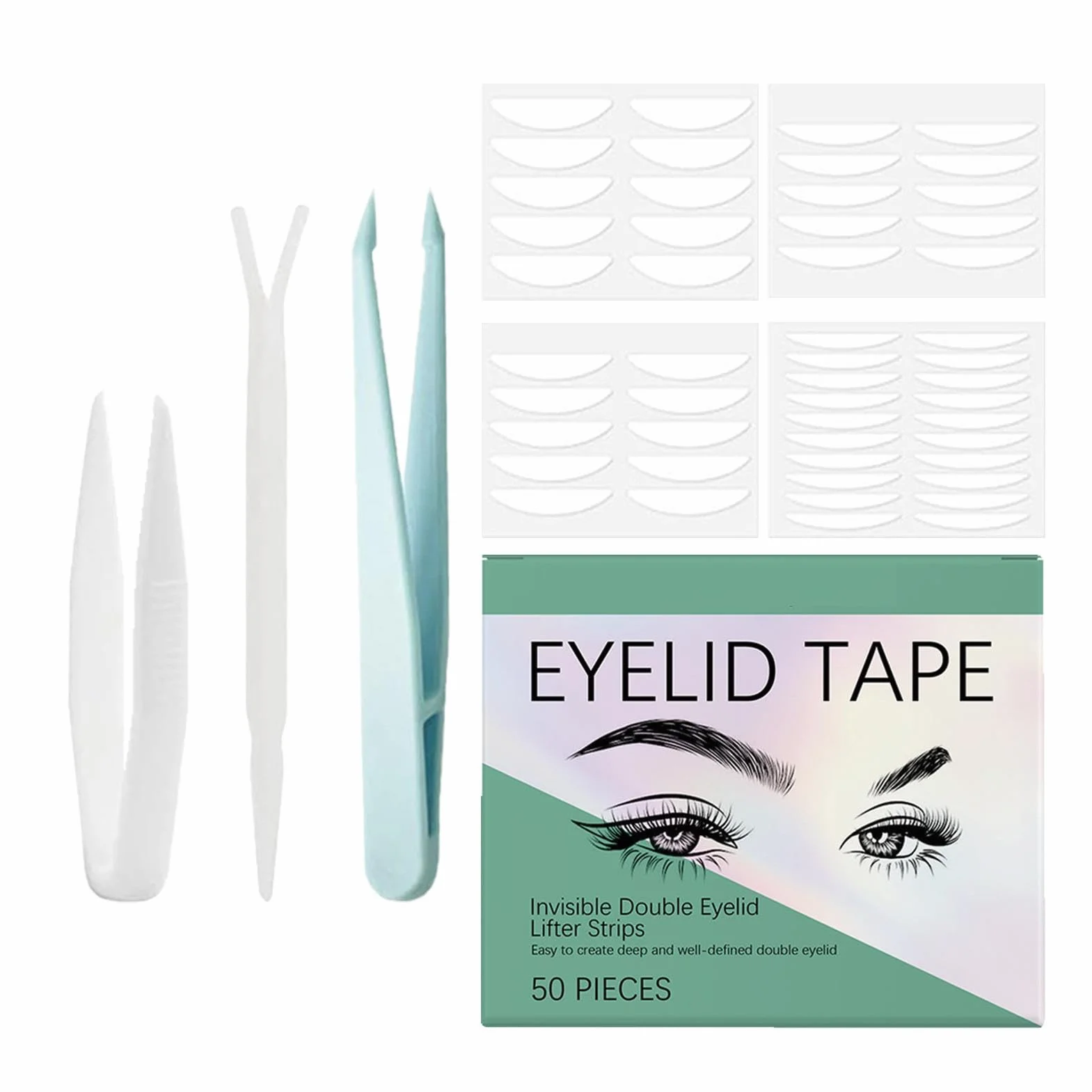 Eye Tape Hooded Eyes, Invisible Droopy Eyelid Lifter, Hooded Eyelid Lifter Strips, Eye Lift Tape, Eyelid Correcting Strips, Easy To Use, Portable for Droopy Lids