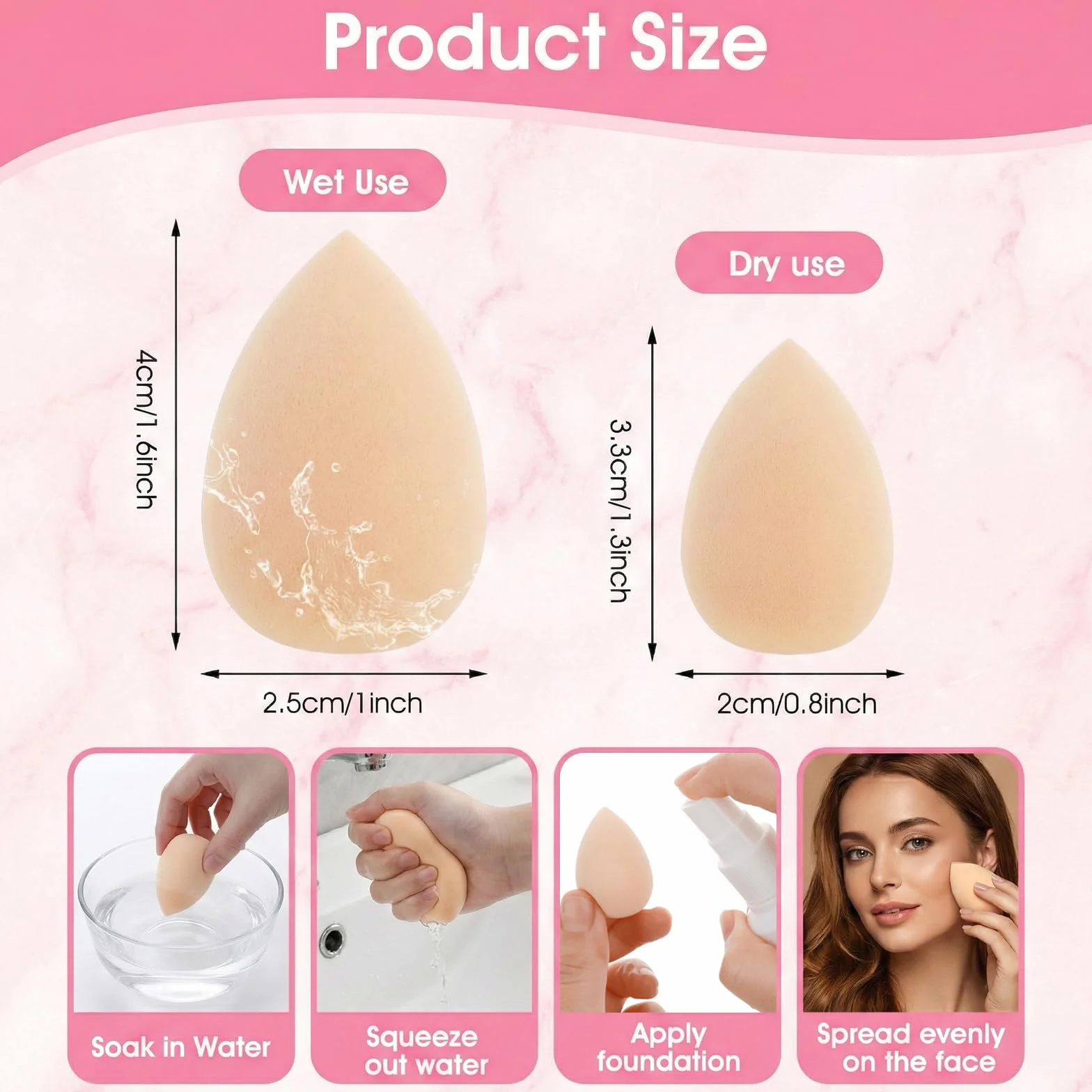 Mini gąbka do makijażu 30 sztuk, puffy do pudru mineralnego