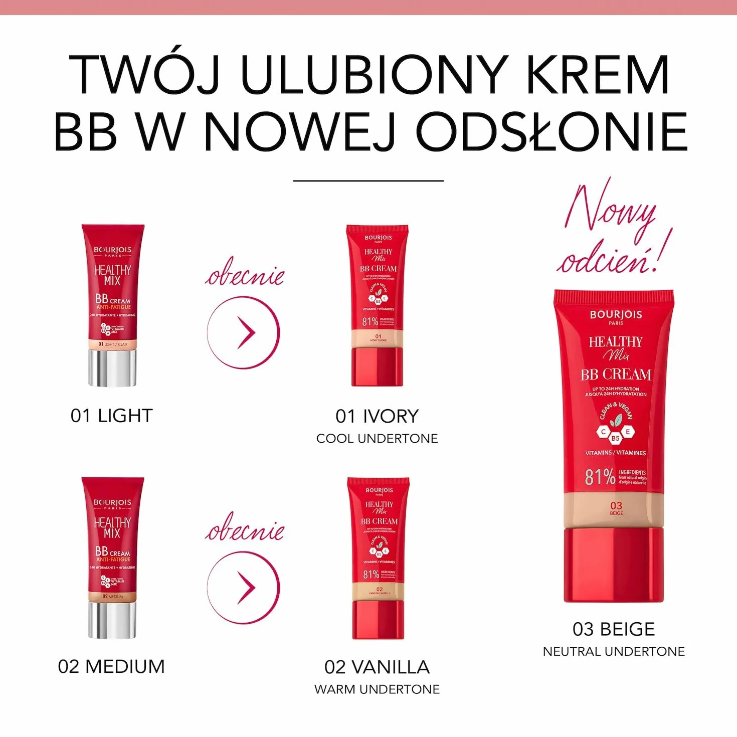 Bourjois Healthy Mix kryjący krem BB nr 02 Vanilla, 30 ml
