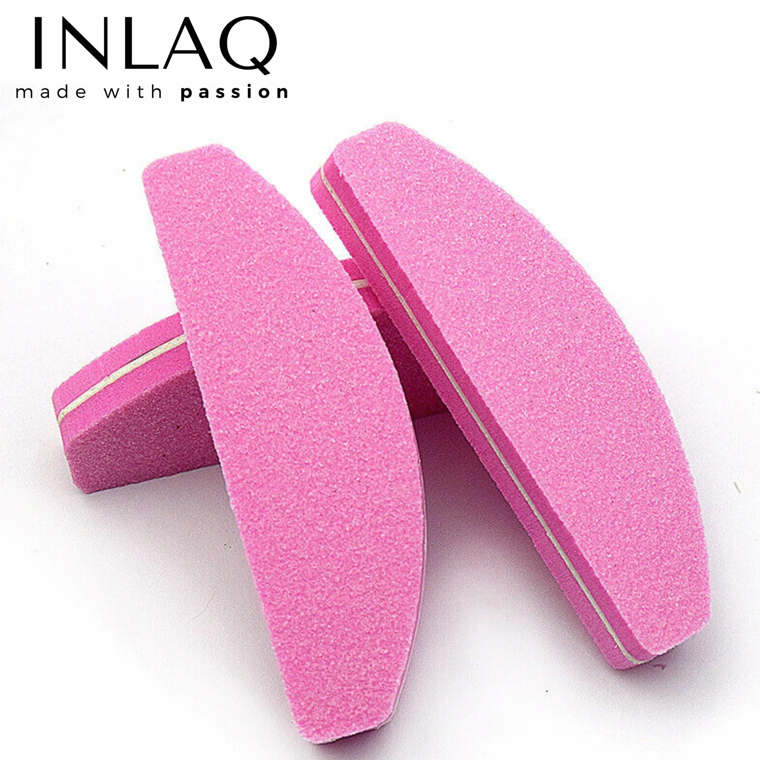 INLAQ® Mini Polerka do paznokci 100/180 - Pilniki do Manicure - Dwustronne Pilniki do Paznokci żelowych - Zmywalne i Wielokrotnego użytku – Idealne do Salonu i Użytku Domowego – Różowy