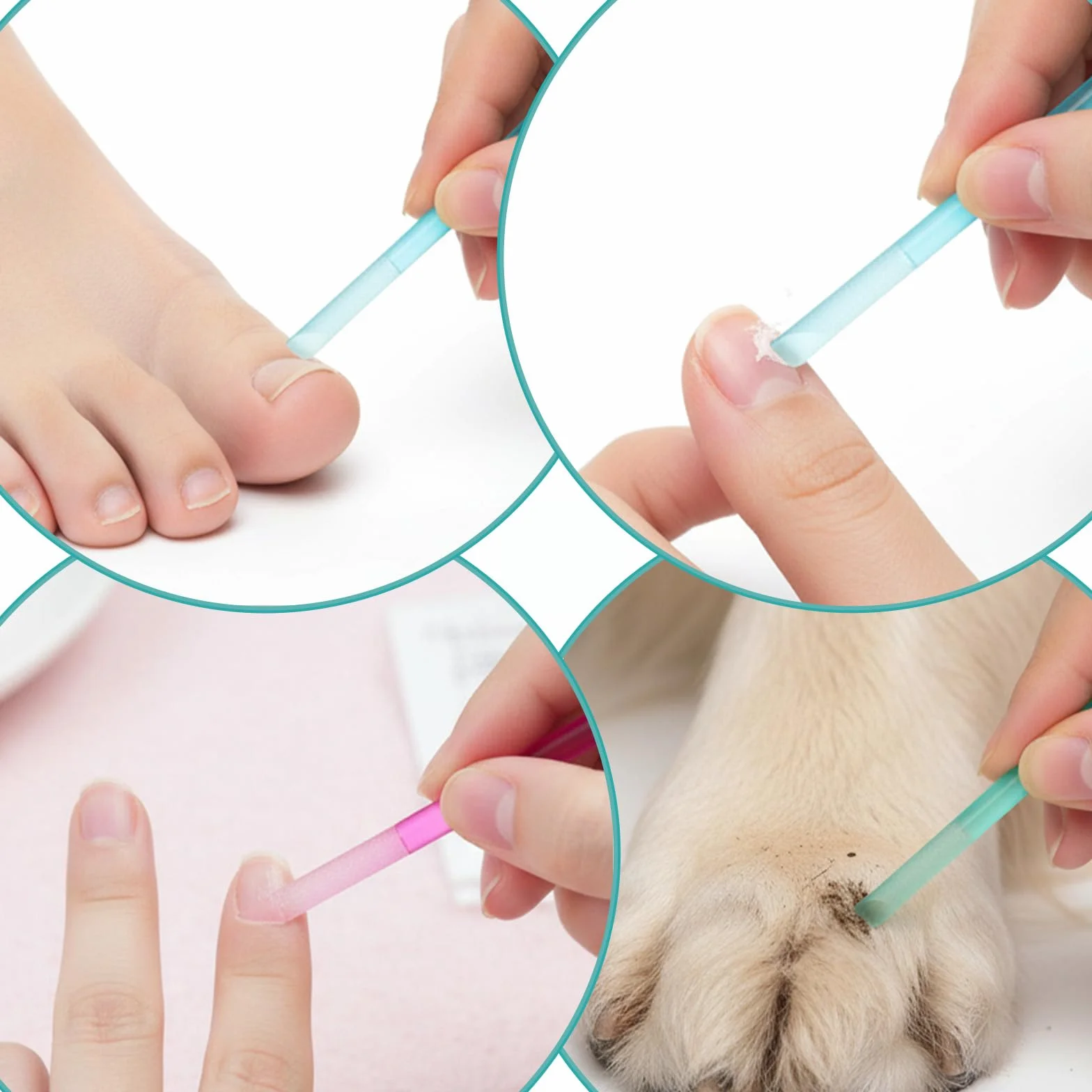 Szklane popychacze do skórek paznokci 4 sztuki okrągłe dwustronne narzędzie do manicure