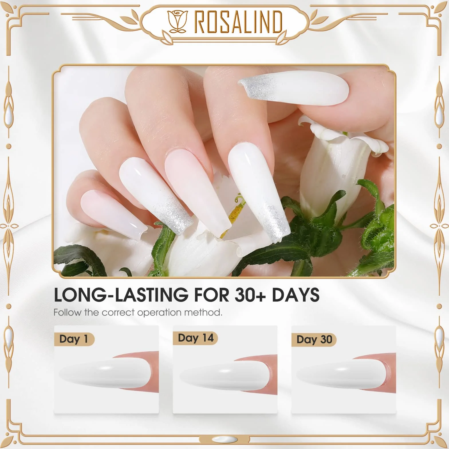 ROSALIND Base Coat i Top Coat lakier żelowy UV LED Soak Off Gel Polish Baza i Top Coat Zestaw do Manicure 2 szt. 10ml