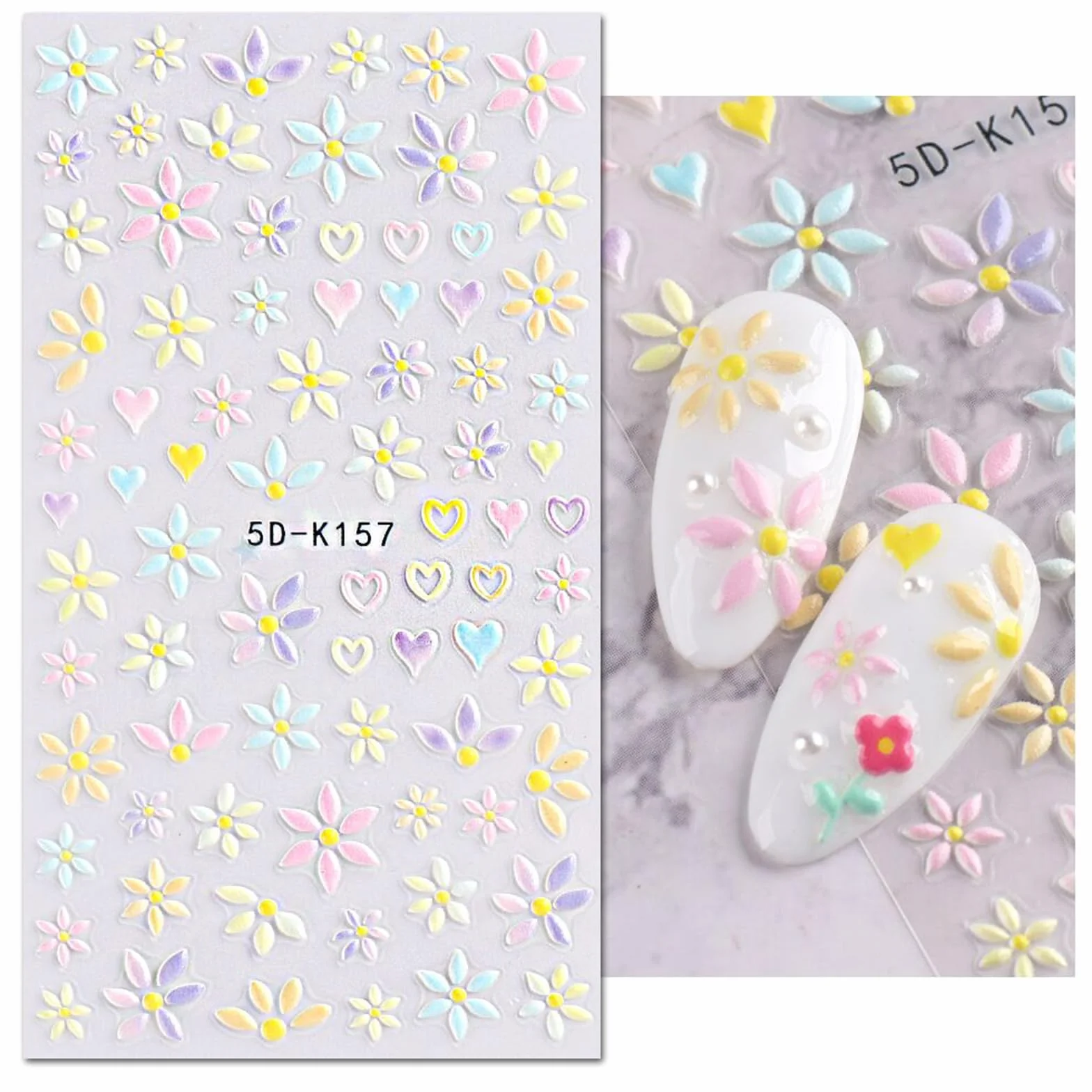 3D Kwiat Nail Art Naklejka Samoprzylepna 4 Arkusze