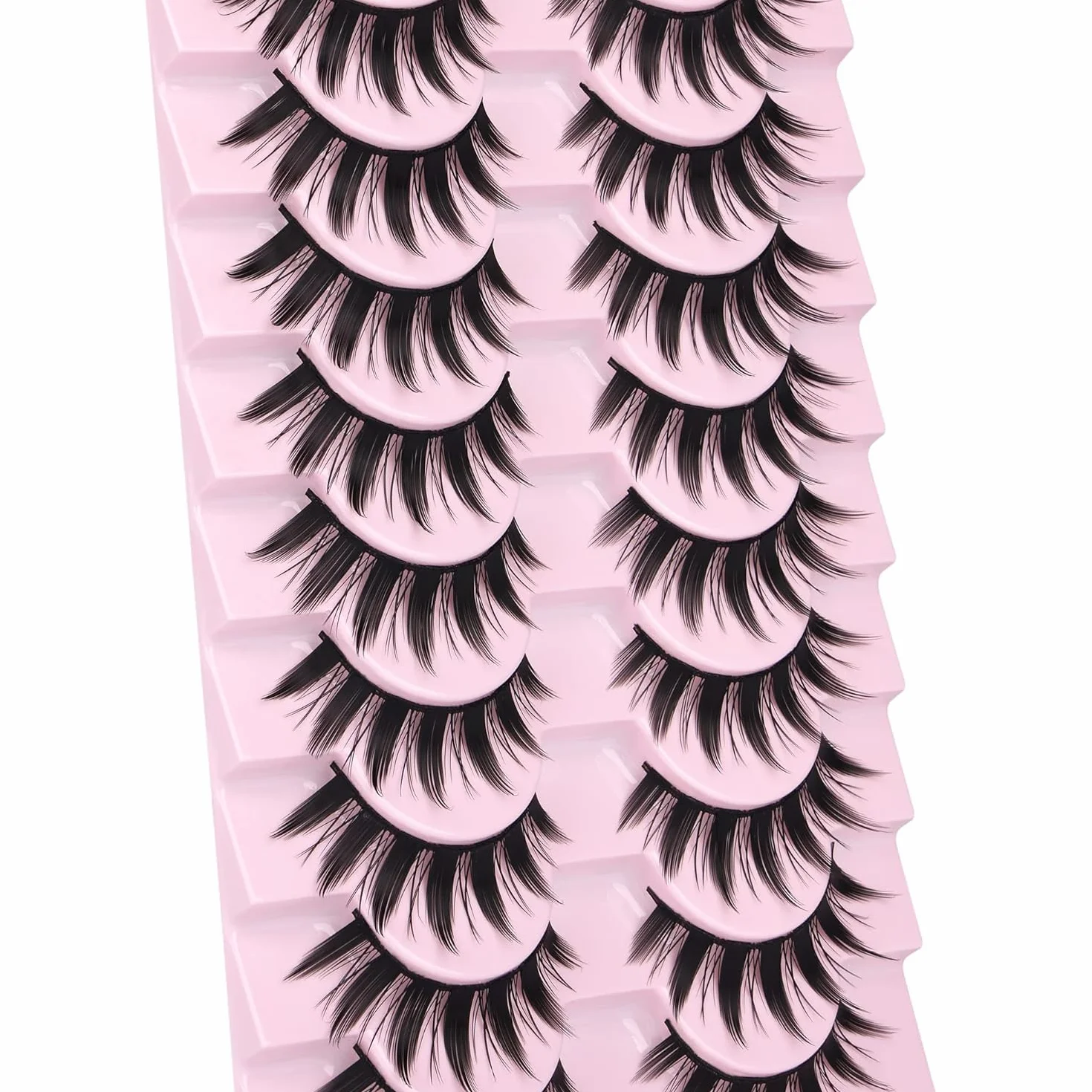 Lashes Manga Eyelashes Cat Eye Lashes Spiky Eyelash Strips Natural Look 10 par, koreańskie, japońskie, azjatyckie, cosplay, sztuczne rzęsy, wygląd jak indywidualny zestaw (M01)